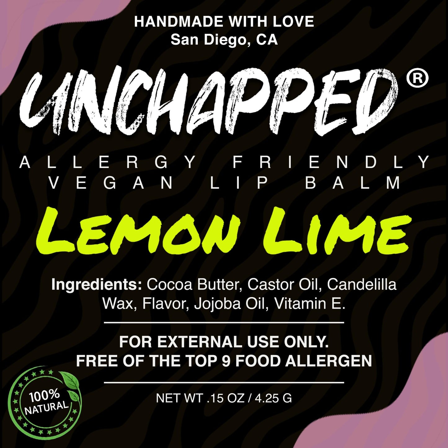 UNCHAPPED Vegan Lip Balm - All Natural and Free of Beeswax, Soy, Nut, and Top 9 Food Allergens (Lemon Lime) Beauty and Personal Care UNCHAPPED