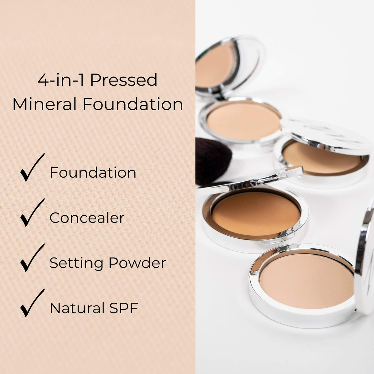 Advanced Mineral Makeup 4-in-1 Pressed Foundation Powder with Natural SPF, Concealer & Finishing for Medium to Full Coverage Foundation, Mineral-Based Beauty & Personal Care Advanced Mineral Makeup