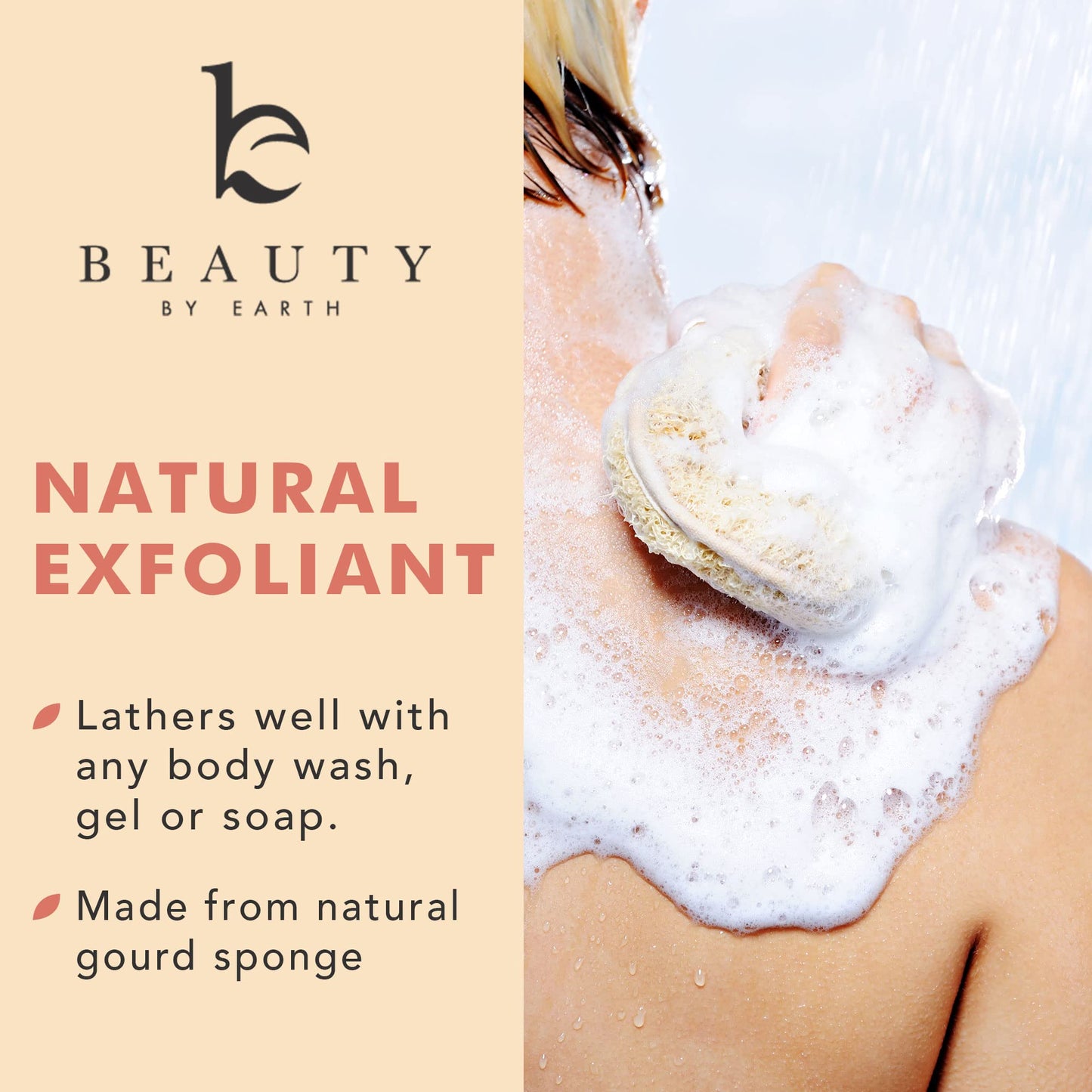 Exfoliating Loofah Sponge Body Scrubber - Pack of 2 Natural Loofah Sponges, Shower Body Exfoliator Scrubbing Pads for Removing Dead Skin Beauty & Personal Care Beauty by Earth