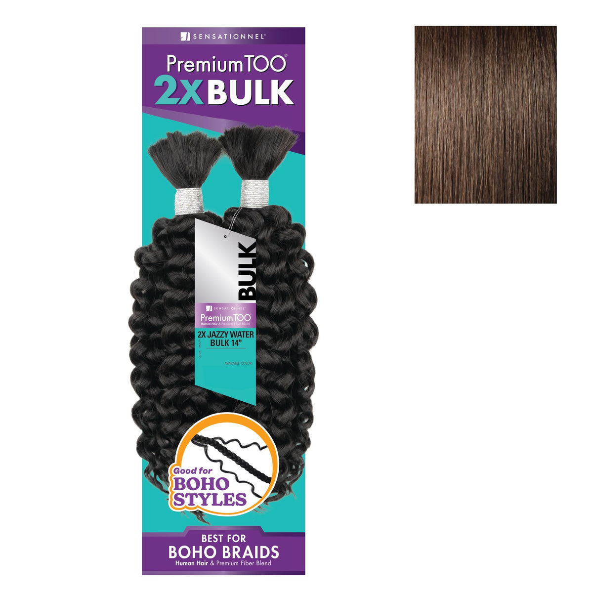 Sensationnel PremiumToo Bulk Weaving-2X Jazzy Water,1pk 14in, 4 MEDBROWN
