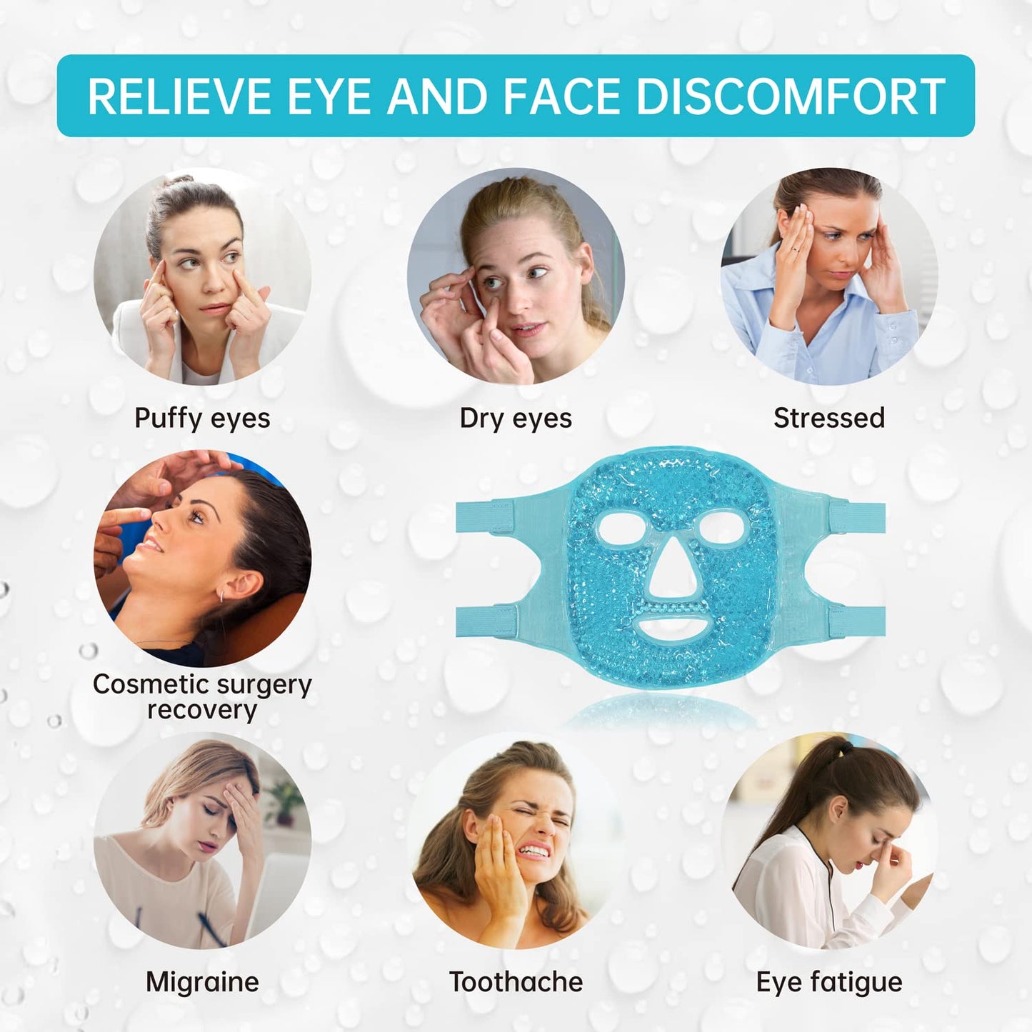 ZNÖCUETÖD Cold Face Eye Mask Ice Pack Reduce Facial Puff, Dark Circles, Hot Cold Compress Pack, Face SPA Gift for Woman Sleeping, Pressure, Headaches Beauty and Personal Care ZNÖCUETÖD