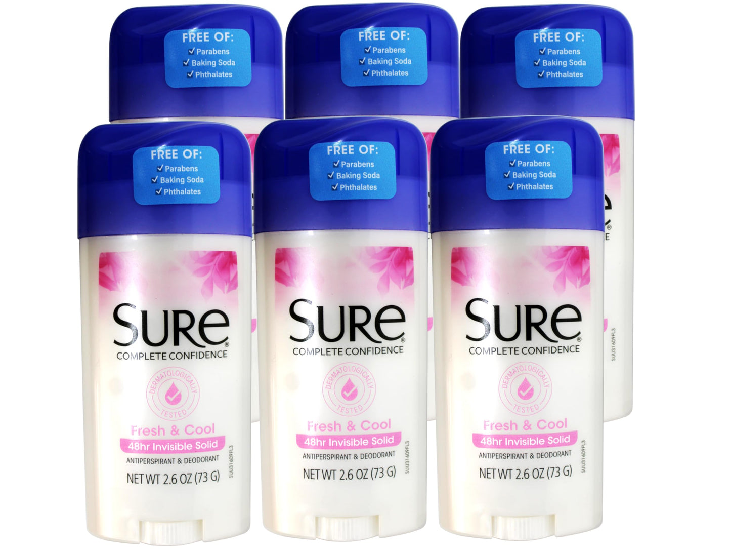 Sure Anti-Perspirant & Deodorant Invisible Solid Fresh & Cool 2.60 oz (Pack of 6) Beauty and Personal Care Sure