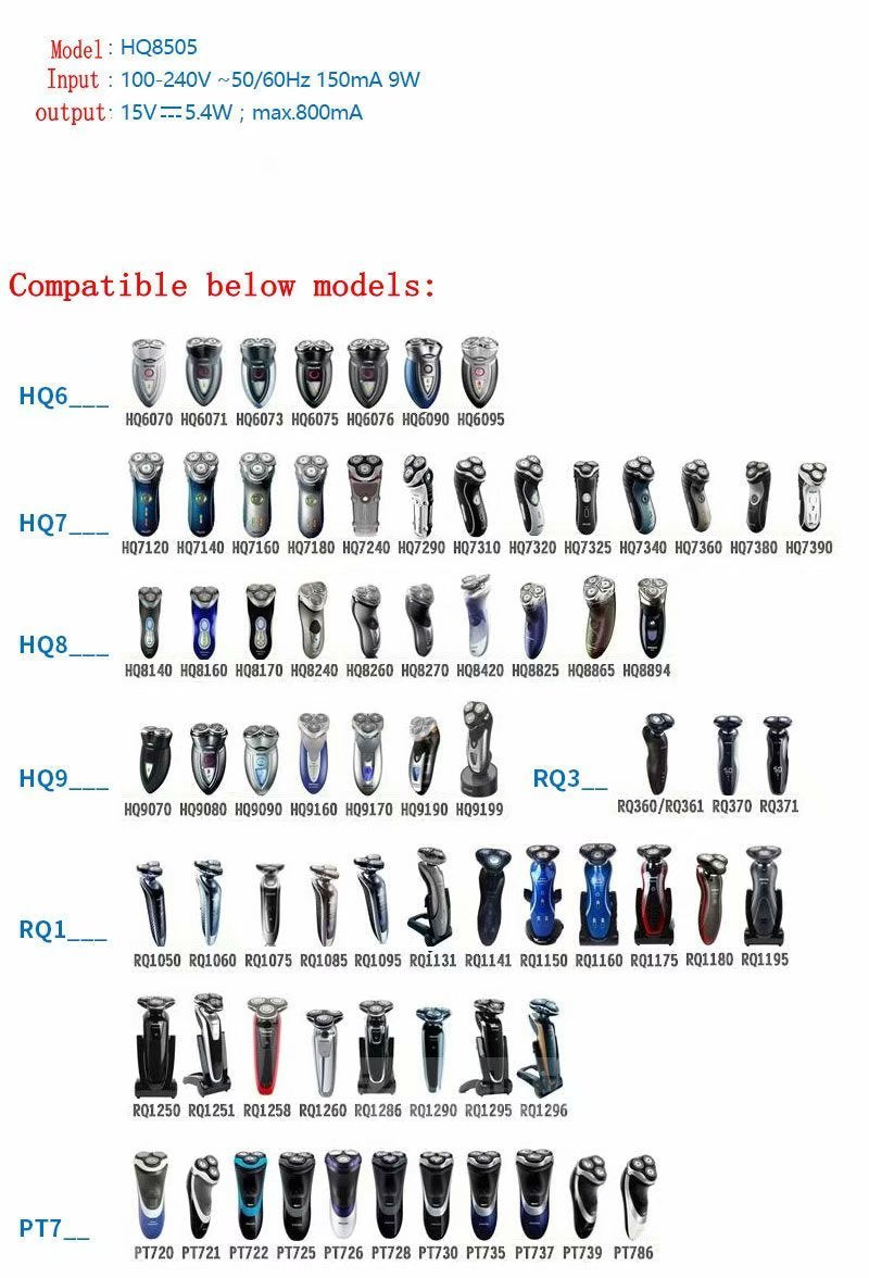 New Power Charging Cord for Philips-Norelco-HQ8500 Norelco 7000 5000 3000 Series Electric Shaver Razor, Aquatec, Arcitec, Multigroom Beard Trimmer Beauty and Personal Care USonline911