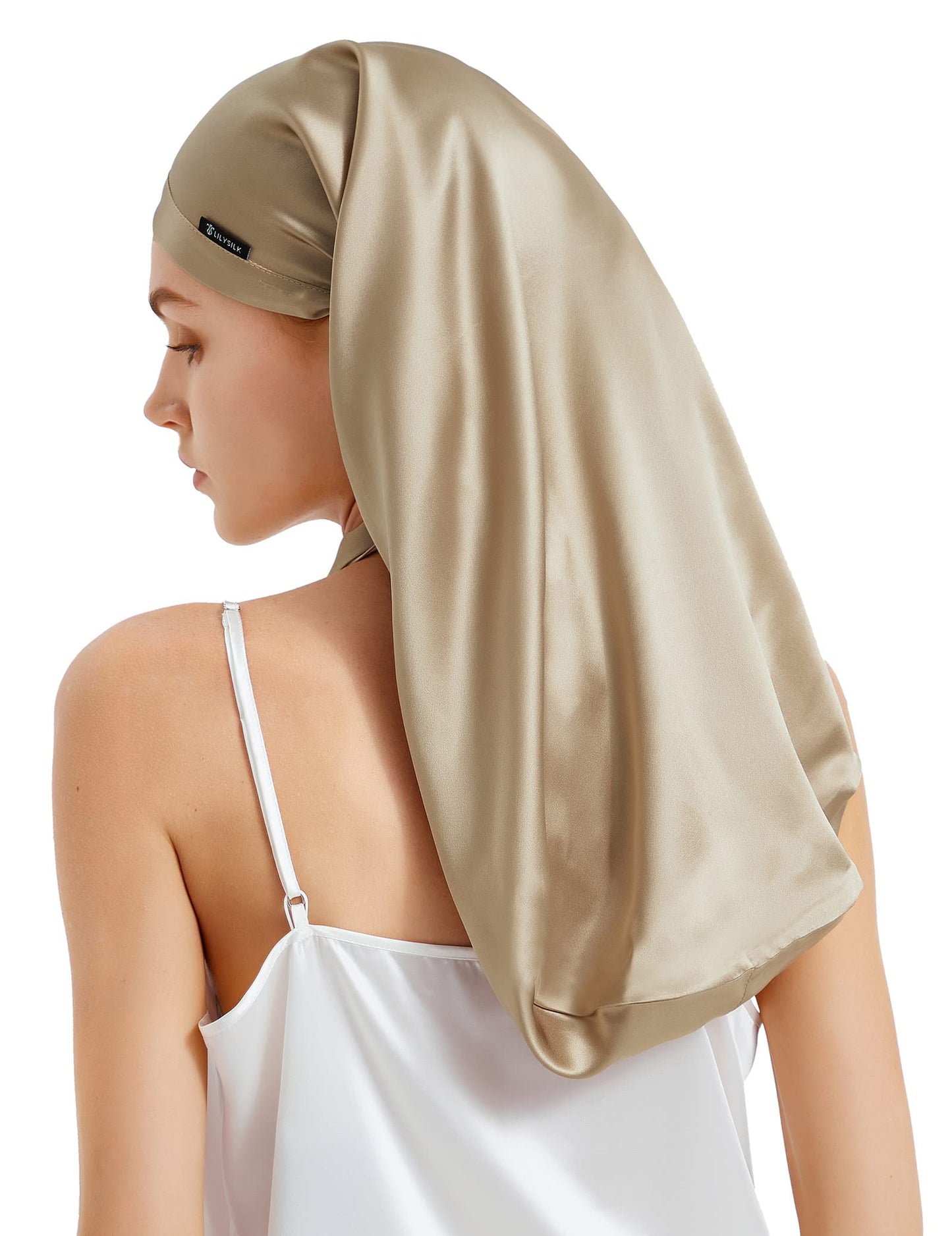 LILYSILK Mulberry Silk Sleep Cap 100% 19 Momme Long Silk Bonnet for Curly Hair, Night Cap for Sleeping, Silk Hair Wrap for Women Coffee Beauty and Personal Care LilySilk