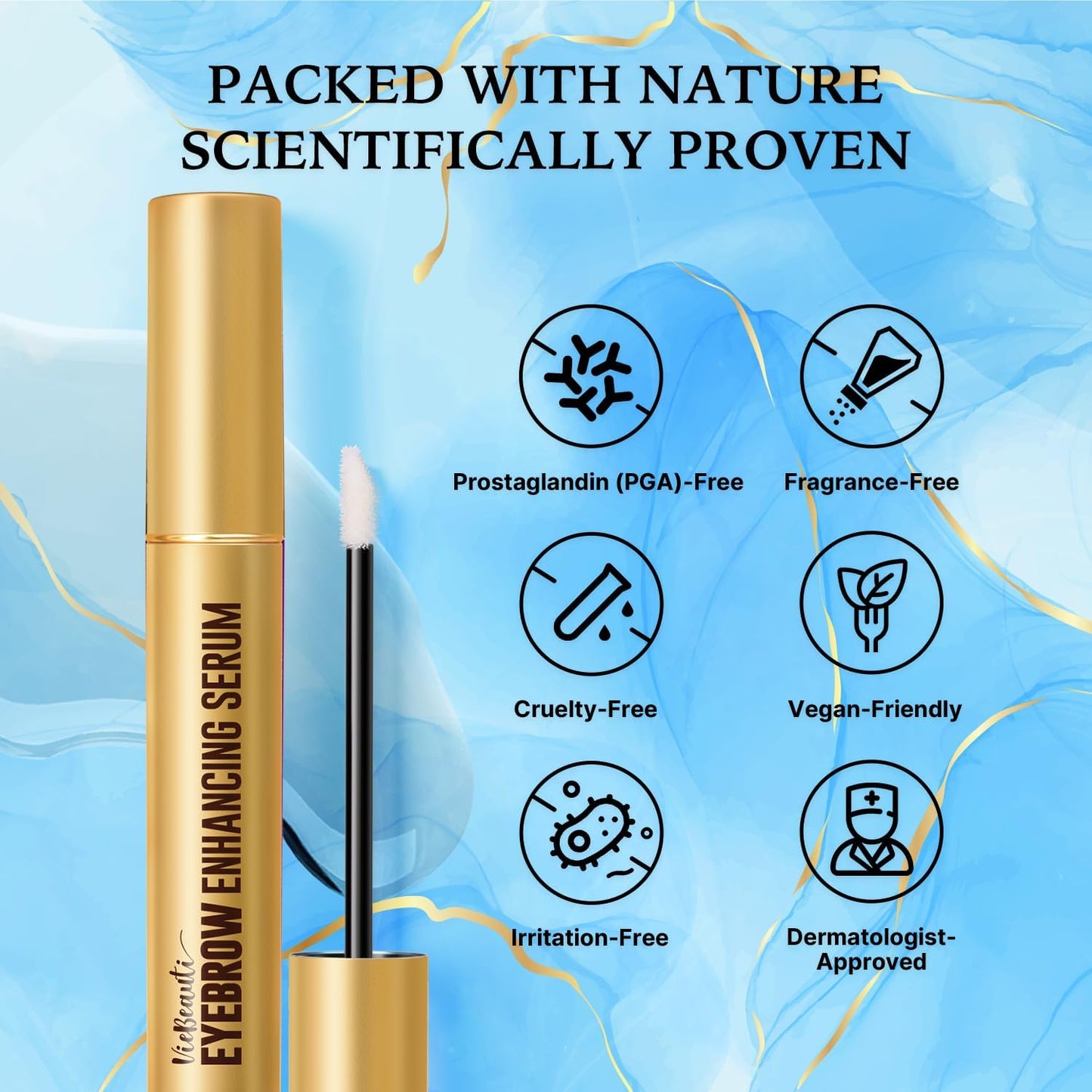 VieBeauti Eyebrow Growth Serum 5mL - Brow Serum for Fuller & Thicker Looking Brows, Advanced Nourishing Formula, Vegan & Cruelty-Free, Gentle Beauty & Personal Care VieBeauti