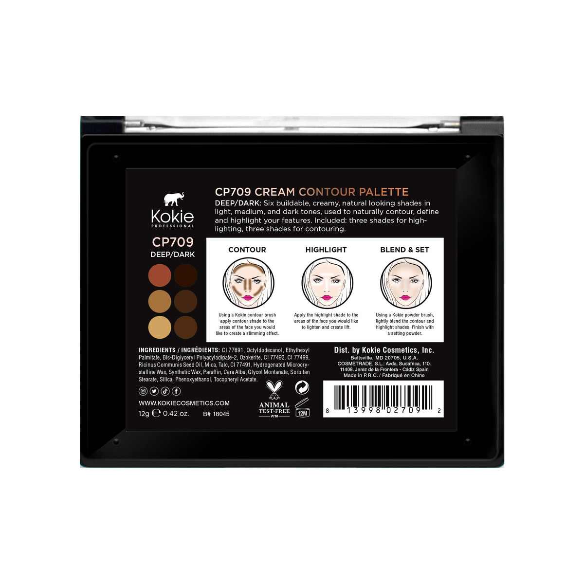 Kokie Cosmetics Cream Contour Kit, Deep/Dark, 0.42 Ounce