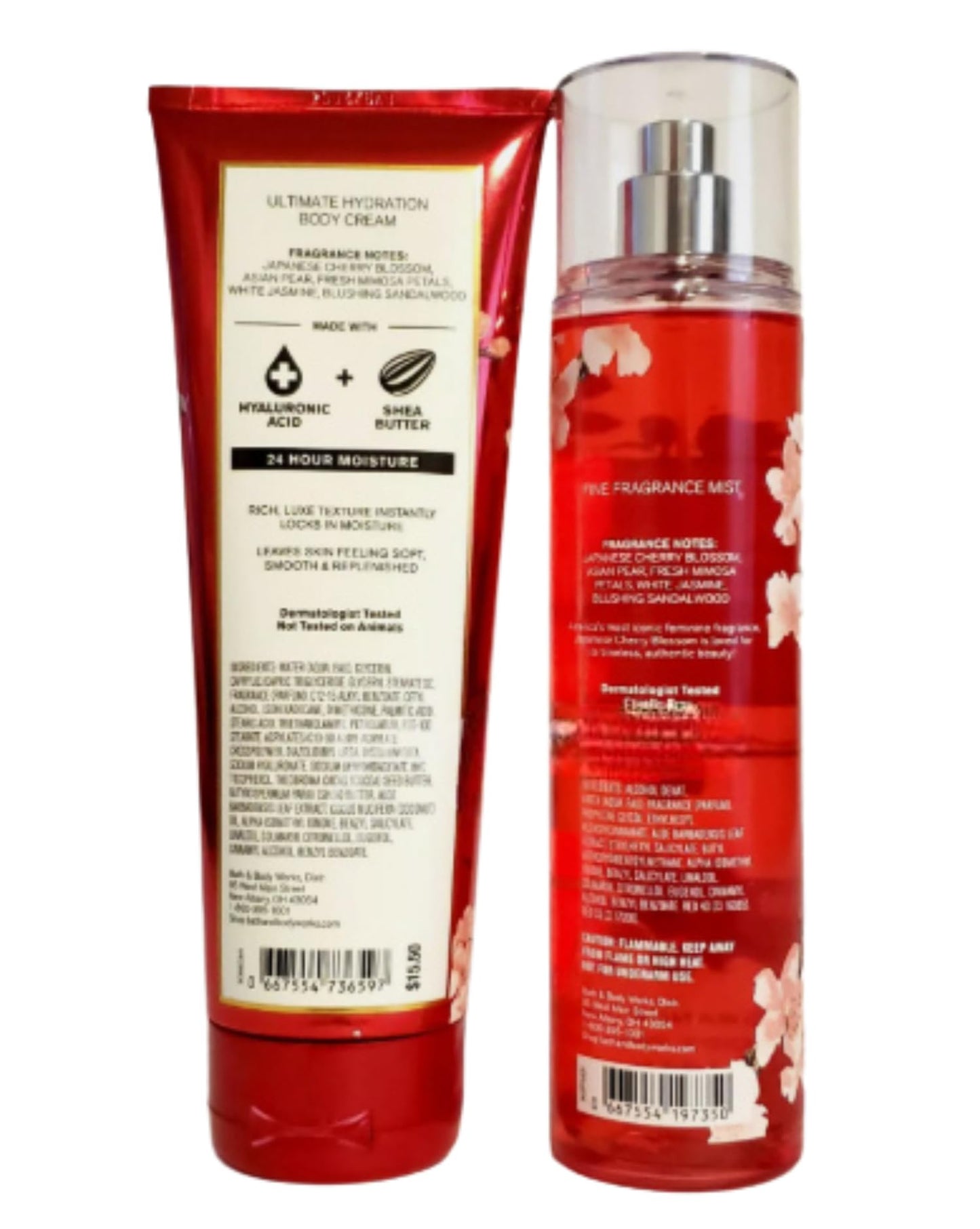 Bath & Body Works Fine Fragrance Mist & Ultra Shea Body Cream Japanese Cherry Blossom 2 Piece Set Full Size 8oz. Beauty & Personal Care Bath & Body Works