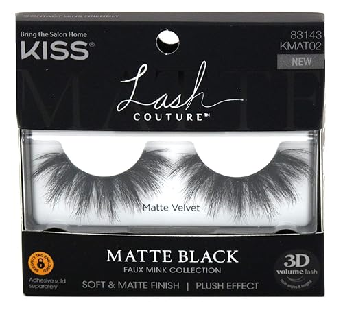 Kiss Lash Couture Matte Black Faux Mink 3D Matte Velvet (Pack of 2) Beauty & Personal Care KISS