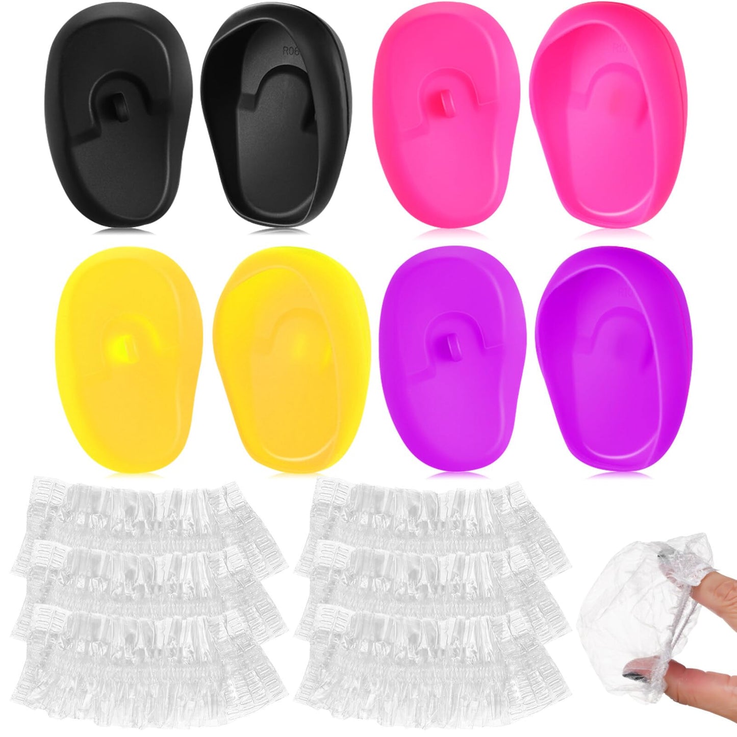 Hairdressing Ear Caps 4 Pairs Silicone Ear Covers 100pcs Disposable Ear Shower Caps Hairdressing Dye Coloring Earmuffs for Salon Home Hair Dye Salon Beauty and Personal Care Beaupretty