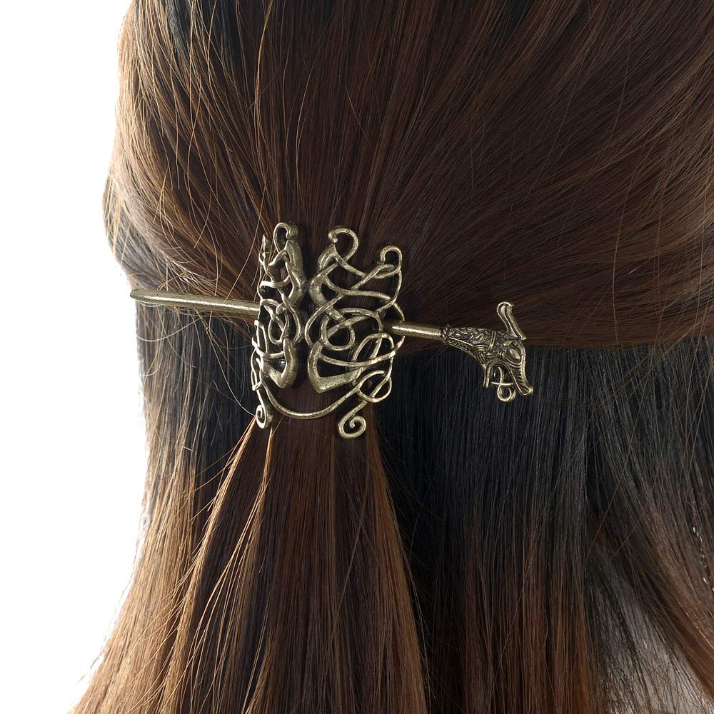Large Celtic Knots Dragon Hairpins -Norse Viking Crown Hair Jewelry for Long Hair Braids Barrettes Vintage Viking Runes Women Girl Hairpin Hair Clips Beauty & Personal Care idavallen