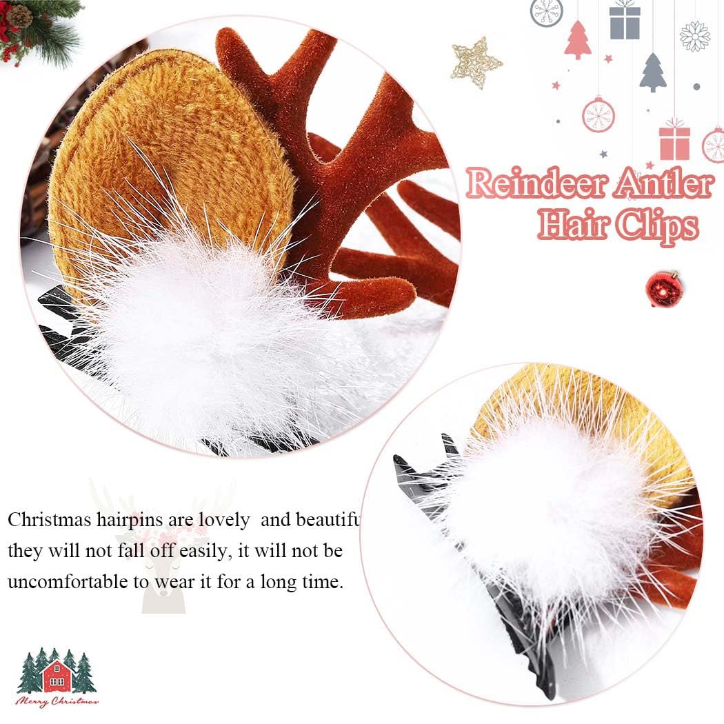 BARTOSI Christmas Hair Clips Reindeer Antlers Hair Clip Xmas Deer Antler Hairpins Holiday Hair Accessories for Women(Pack of 2) Beauty & Personal Care BARTOSI