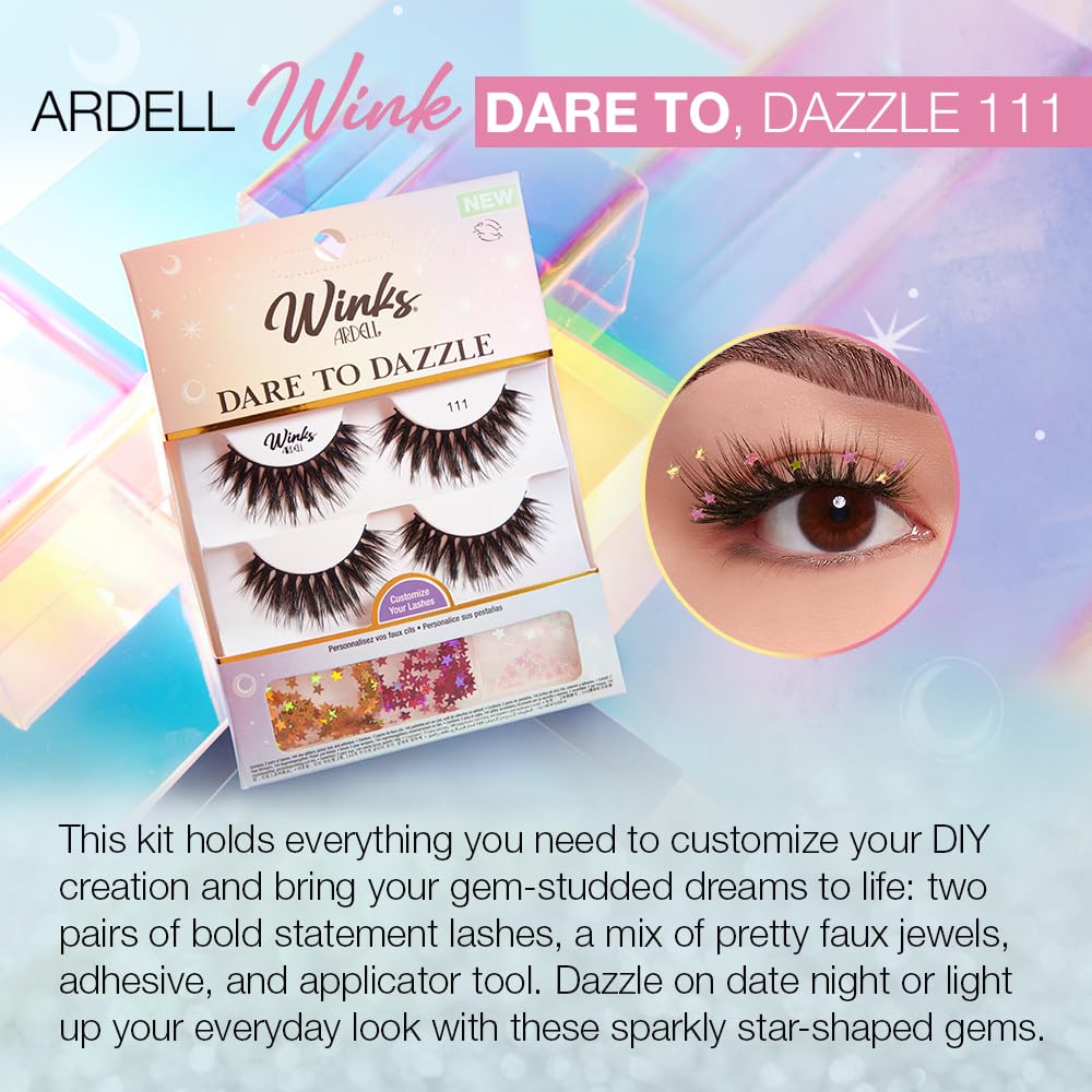 Ardell Winks 111 Lash Kit, Includes False Lashes, 144 Jewels, Lash Adhesive, Picker Tool - Complete False Eyelashes Set Beauty & Personal Care Ardell
