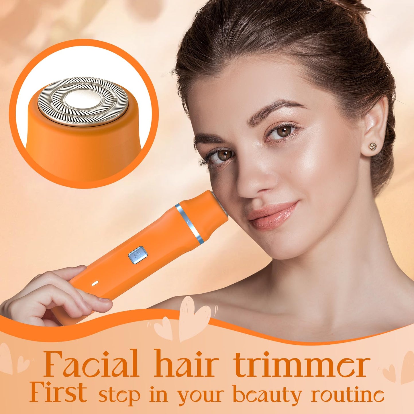 Facial Hair Removal for Women - Waterproof 2 in 1 Rechargeable Eyebrow and Bikini Trimmer for Women, Painless Electric Razor/Shaver for Lip, Arms Beauty and Personal Care Risina