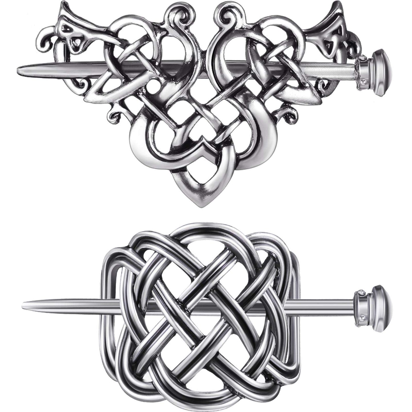 WILLBOND 2 Pieces Viking Celtic Hair Clips Hairpins Viking Silver Hairs Stick Celtic Knot Jewelry Hair Clips for Ladies or Women Beauty & Personal Care WILLBOND