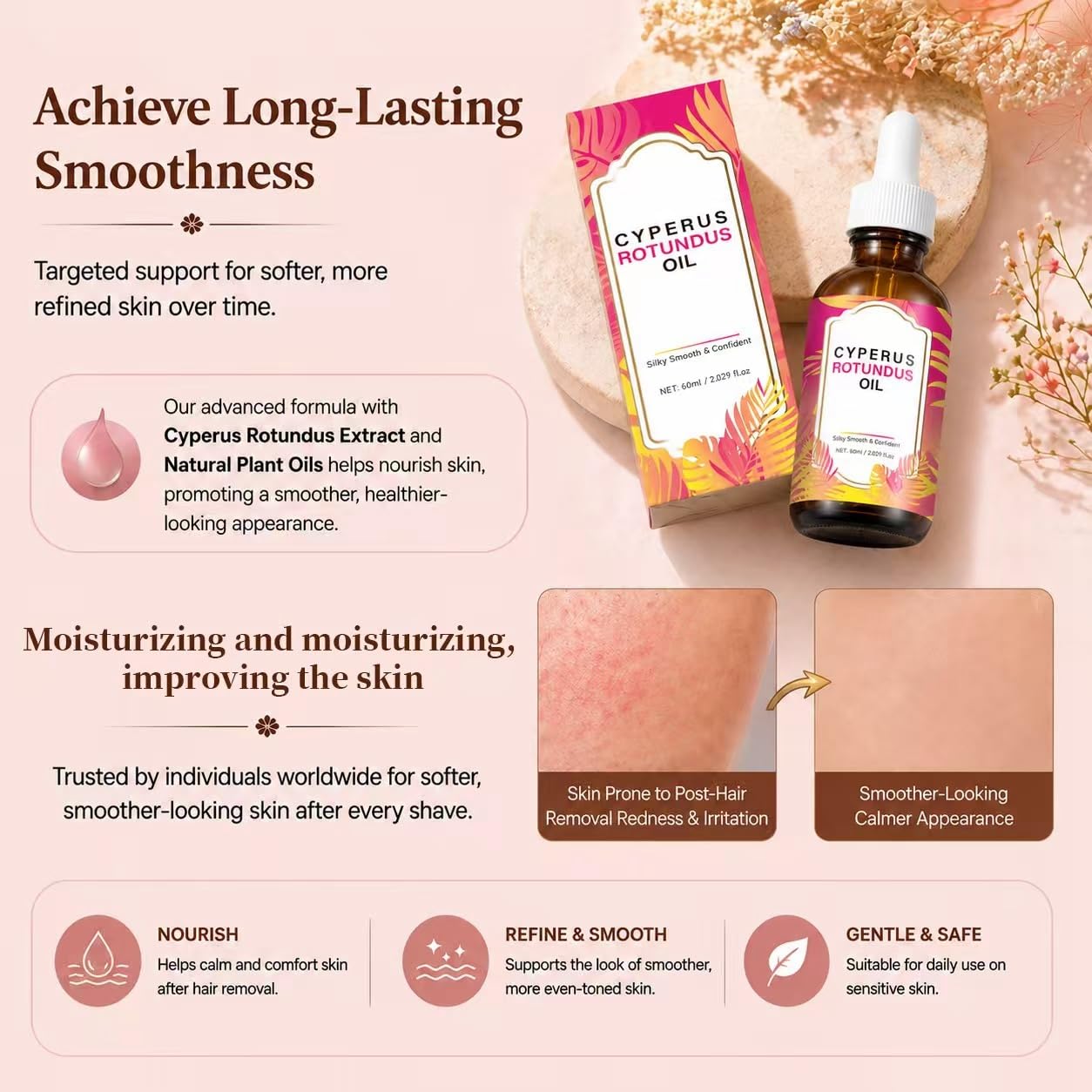 DreamCatching Cyperus Rotundus Oil, Natural for Reducing Body Hair Growth, Cyperus Rotundus Oil for Hair Removal, Reduces Unwanted Hair Growth Beauty and Personal Care DreamCatching