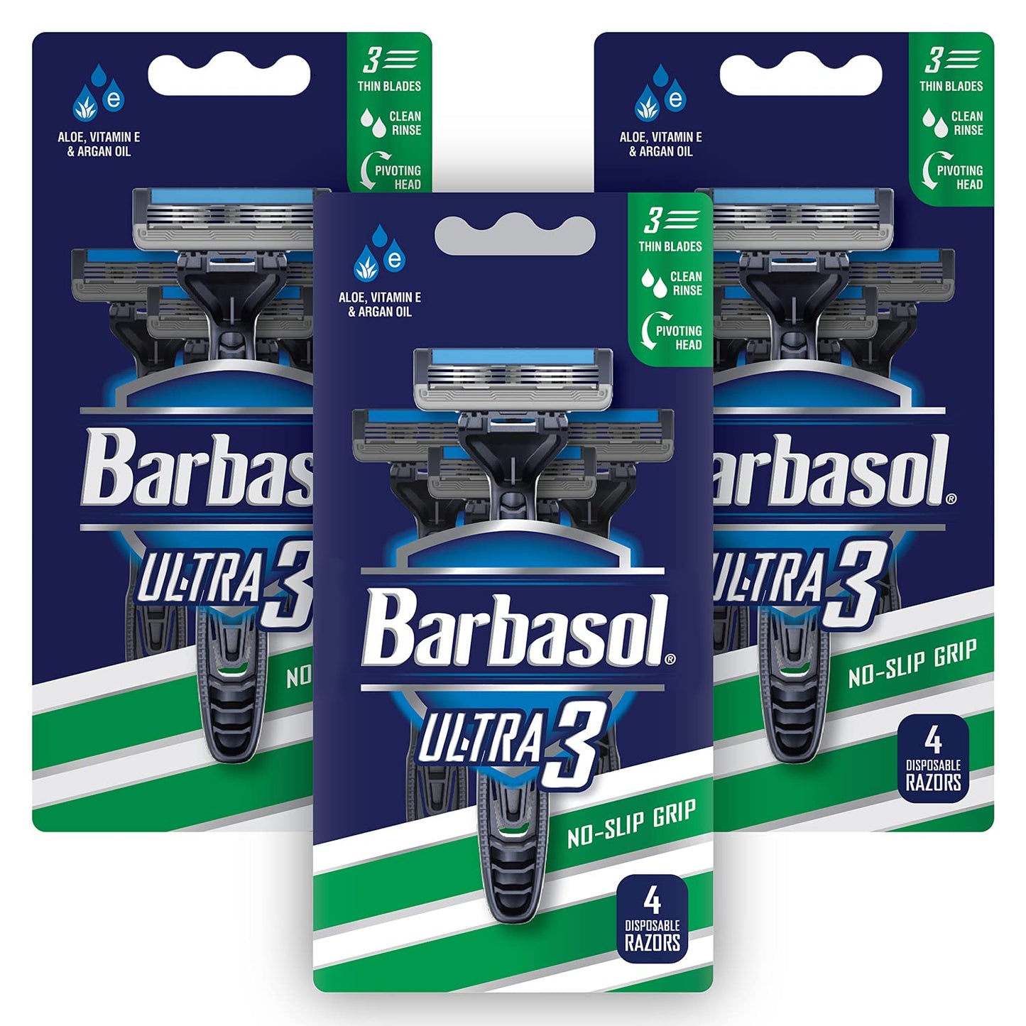 Barbasol Ultra 3 Value Pack - Premium 3 Blade Disposable Razors - Disposable Shaving Razor Bundle - Close Shave Technology, Pivoting Head, Open Flow Beauty and Personal Care Barbasol