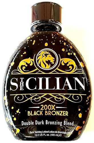 The Sicilian 200X Dark Black Bronzer Tanning Lotion - BEST for Glowing Skin - Gradual Bronzing & Sunless Self Tanner Lotion - Luxurious Sunless Body Beauty & Personal Care The Sicilian