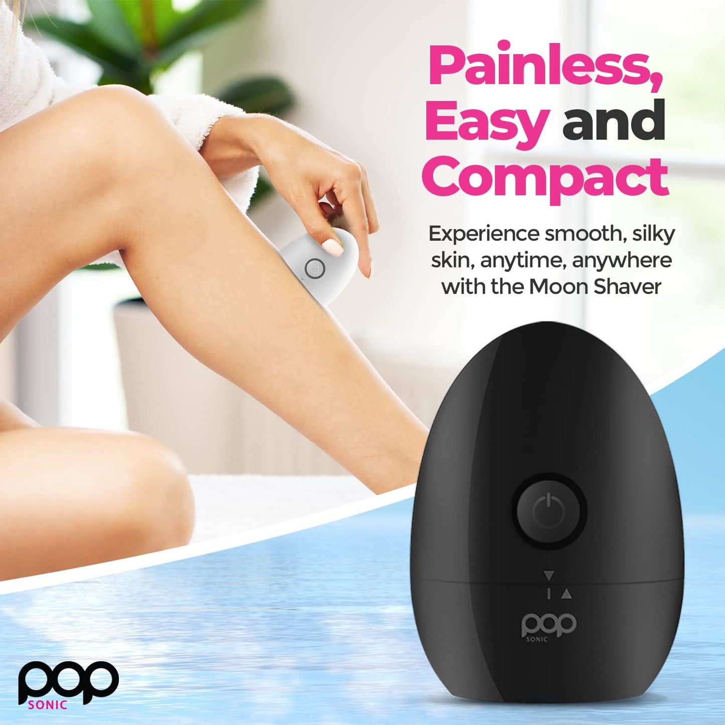 Pop Sonic Moon Shaver (Black) - Face & Body Shavers for Men & Women - 3 Floating Rotary Heads Face Shaver w/Removable Cap - Long Lasting Lithium-ion Beauty and Personal Care Pop Sonic
