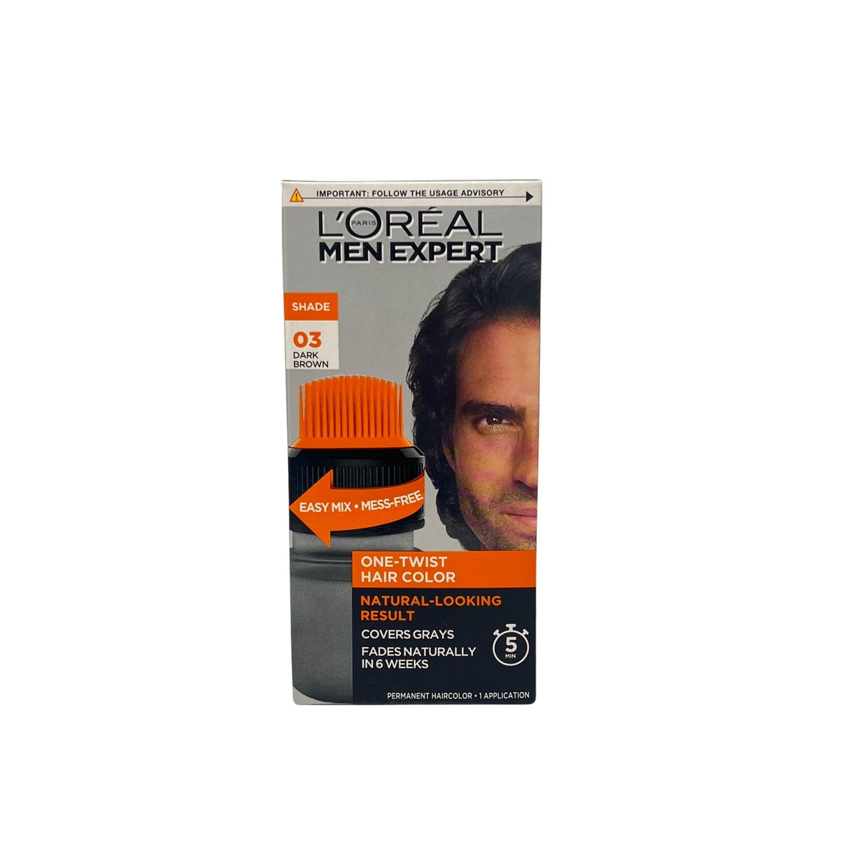 L’Oreal Paris Men Expert One Twist Mess Free Permanent Hair Color, Mens Hair Dye to Cover Grays, Easy Mix Ammonia Free Application, Dark Brown 03, 2 Beauty & Personal Care L'Oreal Paris