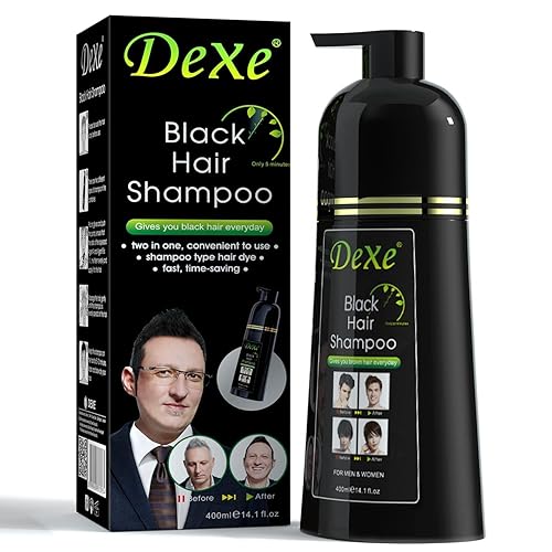 Signature Dexe Black Hair Shampoo 400 ML Instant Hair Blackening Dye for Men Women Black Color - Simple to Use - Lasts 30 Days - Fast Acting Natural Beauty & Personal Care Dexe