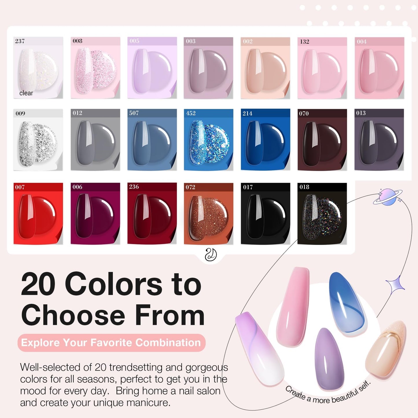 AzureBeauty 31 Pcs Dip Powder Nail Kit Starter, 20 Colors Glitter Nude Pink Gray Red Dip Powder Liquid Set with Top & Base Coat Activator for French Beauty and Personal Care AZUREBEAUTY