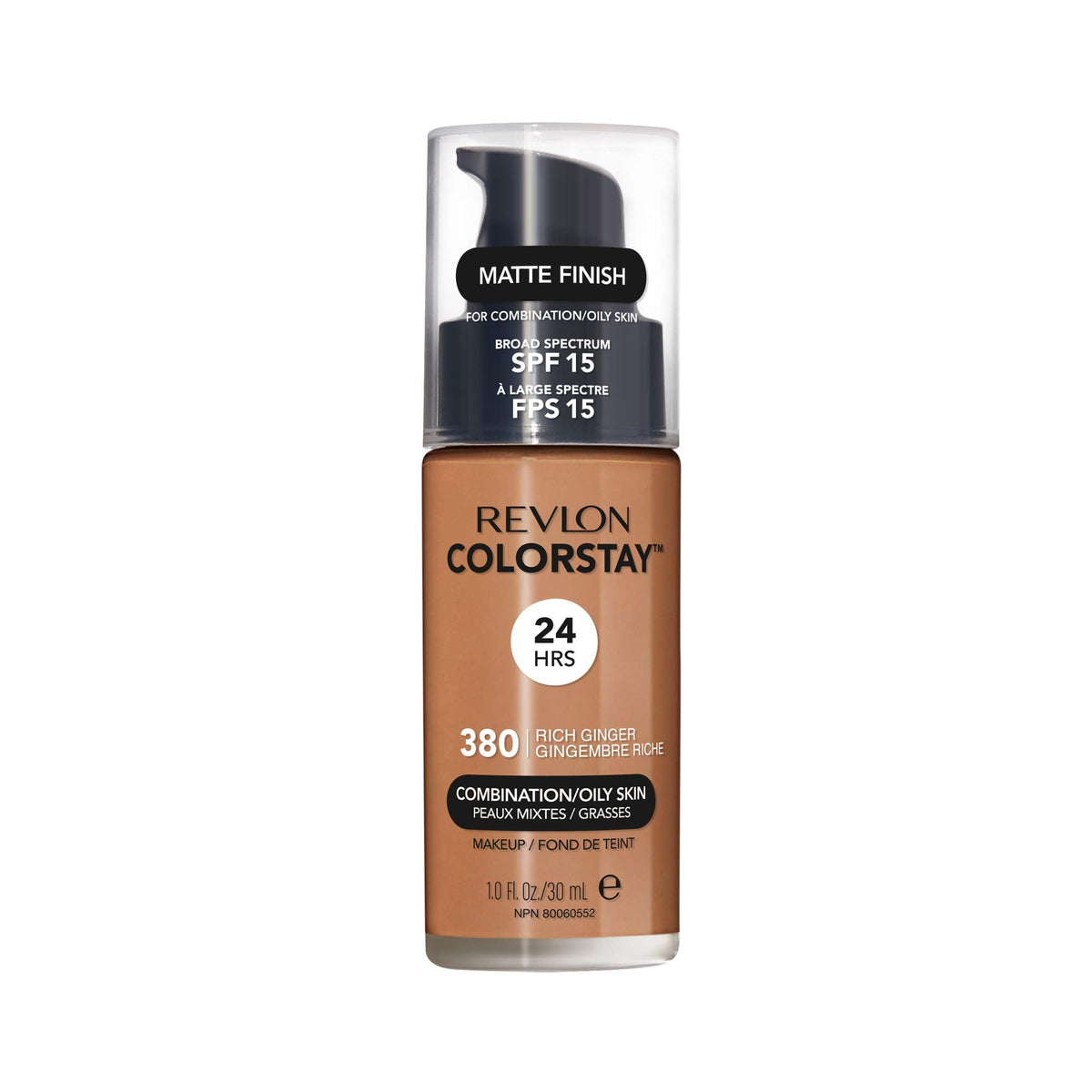 Revlon Liquid Foundation, ColorStay Face Makeup for Combination & Oily Skin, SPF 15, Medium-Full Coverage with Matte Finish, 380 Rich Ginger, 1 fl oz Beauty & Personal Care REVLON