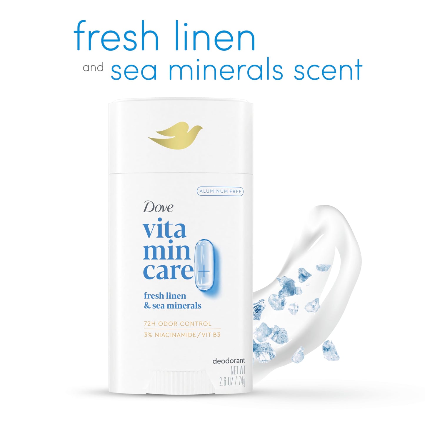 Dove VitaminCare+ Deodorant Stick Fresh Linen & Sea Mineral Aluminum Free 2.6 oz Beauty and Personal Care Dove
