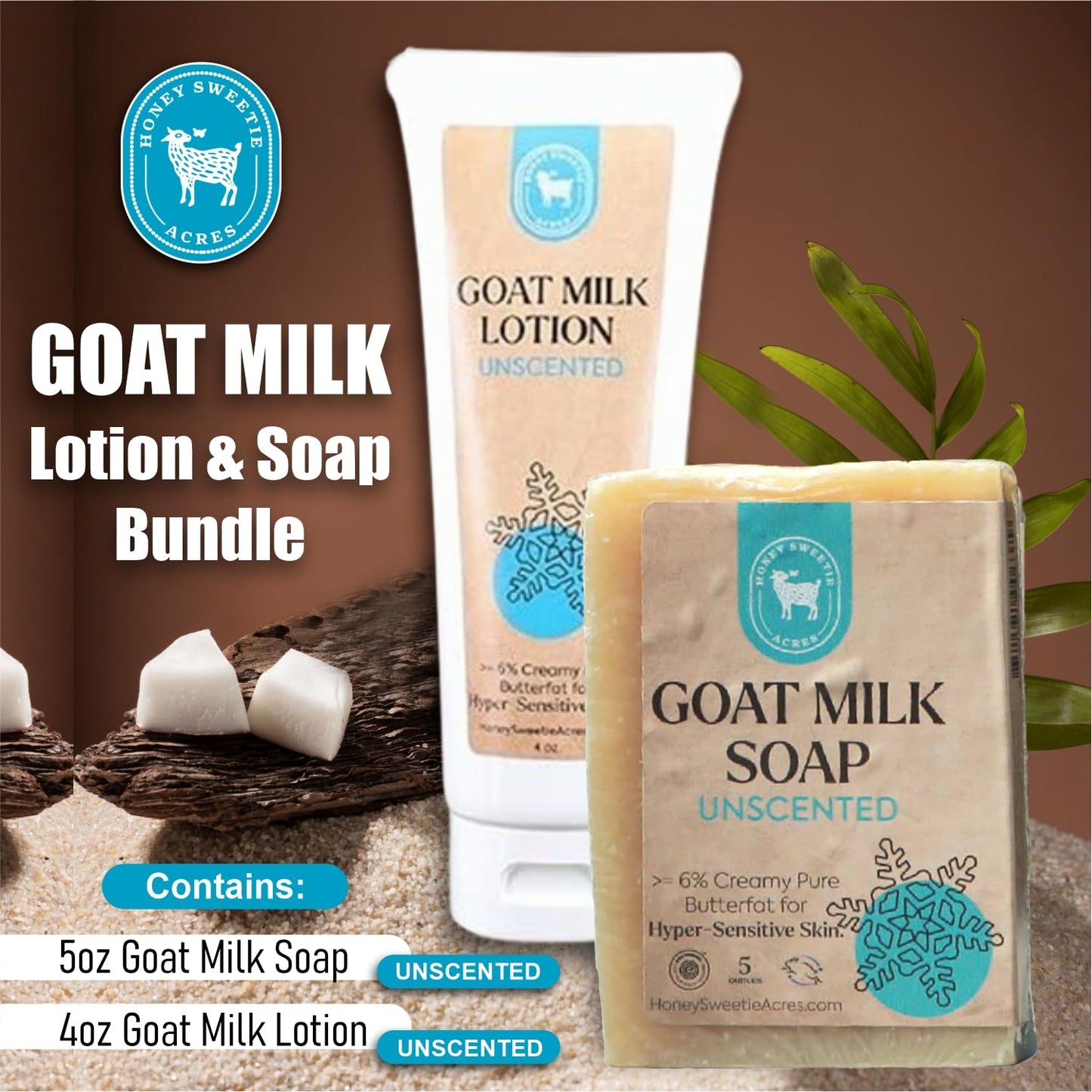 Honey Sweetie Acres Goat Milk Skincare Gift Set with Handmade Soap and Lotion - Unscented Lotion & Soap Bar for Gentle Cleansing, All-Natural Care Beauty & Personal Care Honey Sweetie Acres