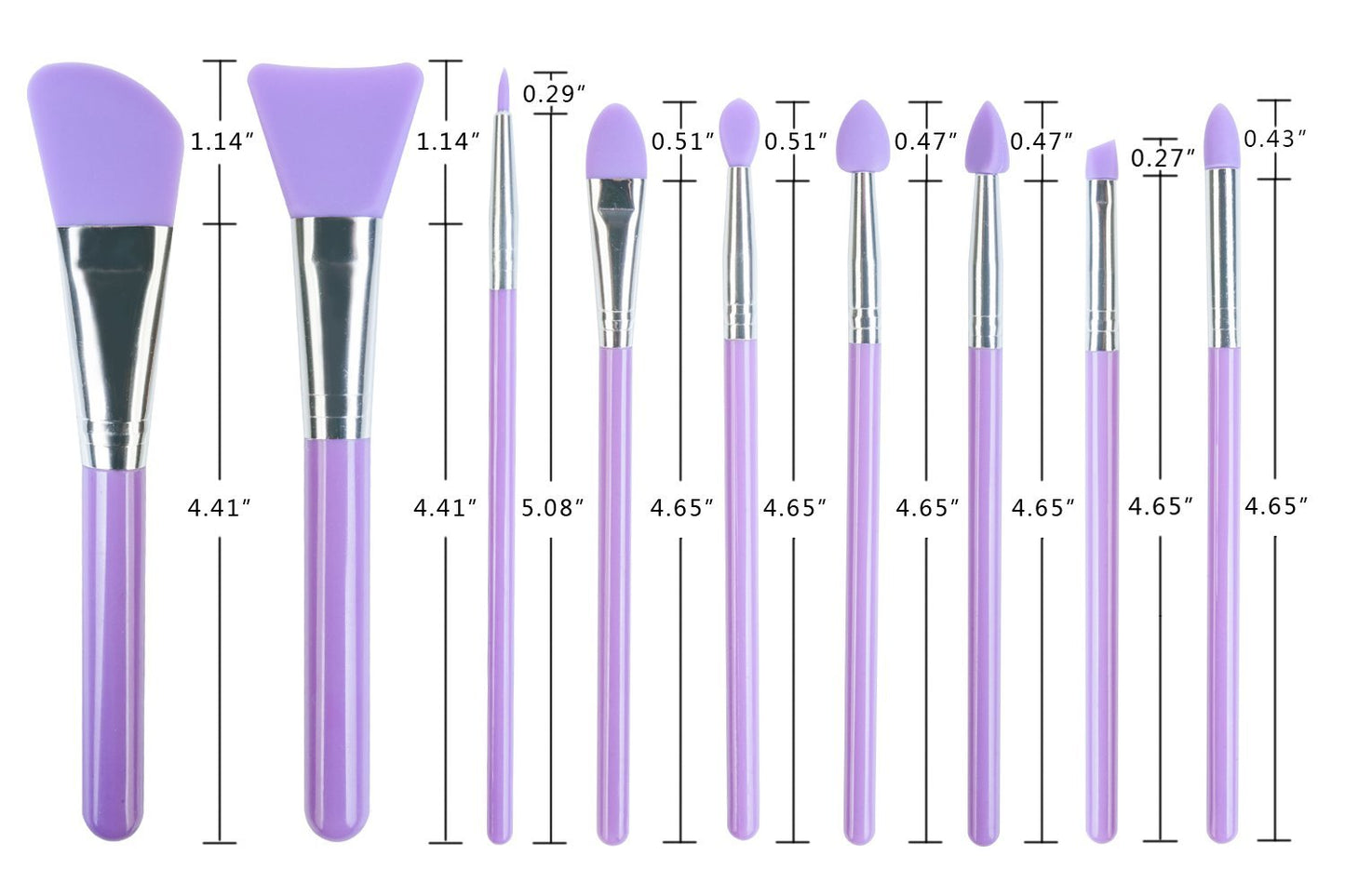 LORMAY 9 Pcs Silicone Makeup Brush Set: Applicator for Face Care, Eyeliner, Eyebrow, Eye Shadow, Lip Makeup and UV Epoxy Resin Crafts (Purple) Beauty & Personal Care LORMAY