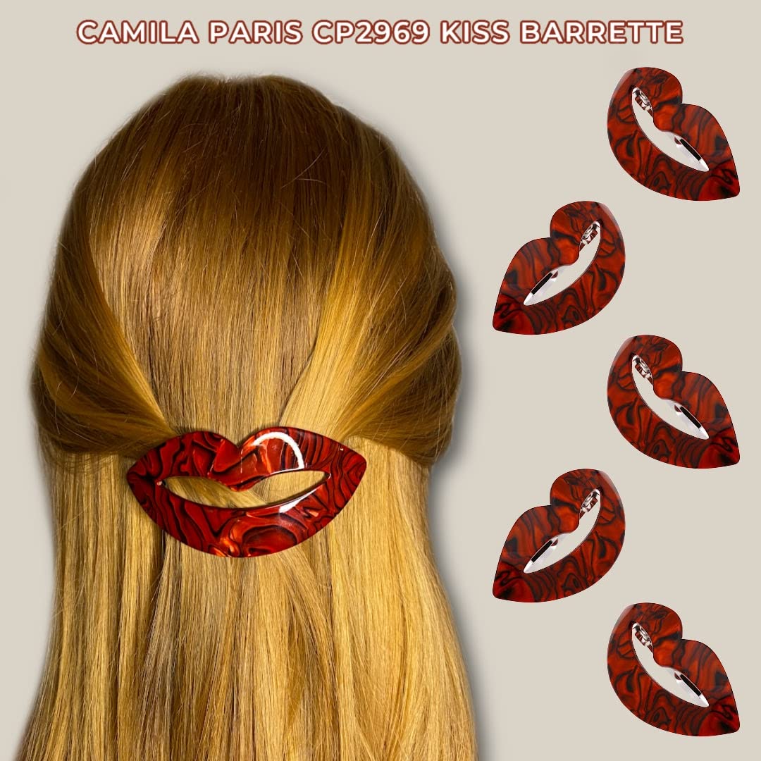Camila Paris CP2972 French Hair Barrette Clip for Girls, Small Handmade Kiss Red, Strong Hold Grip Hair Clips for Women, No Slip and Durable Styling Beauty & Personal Care Camila