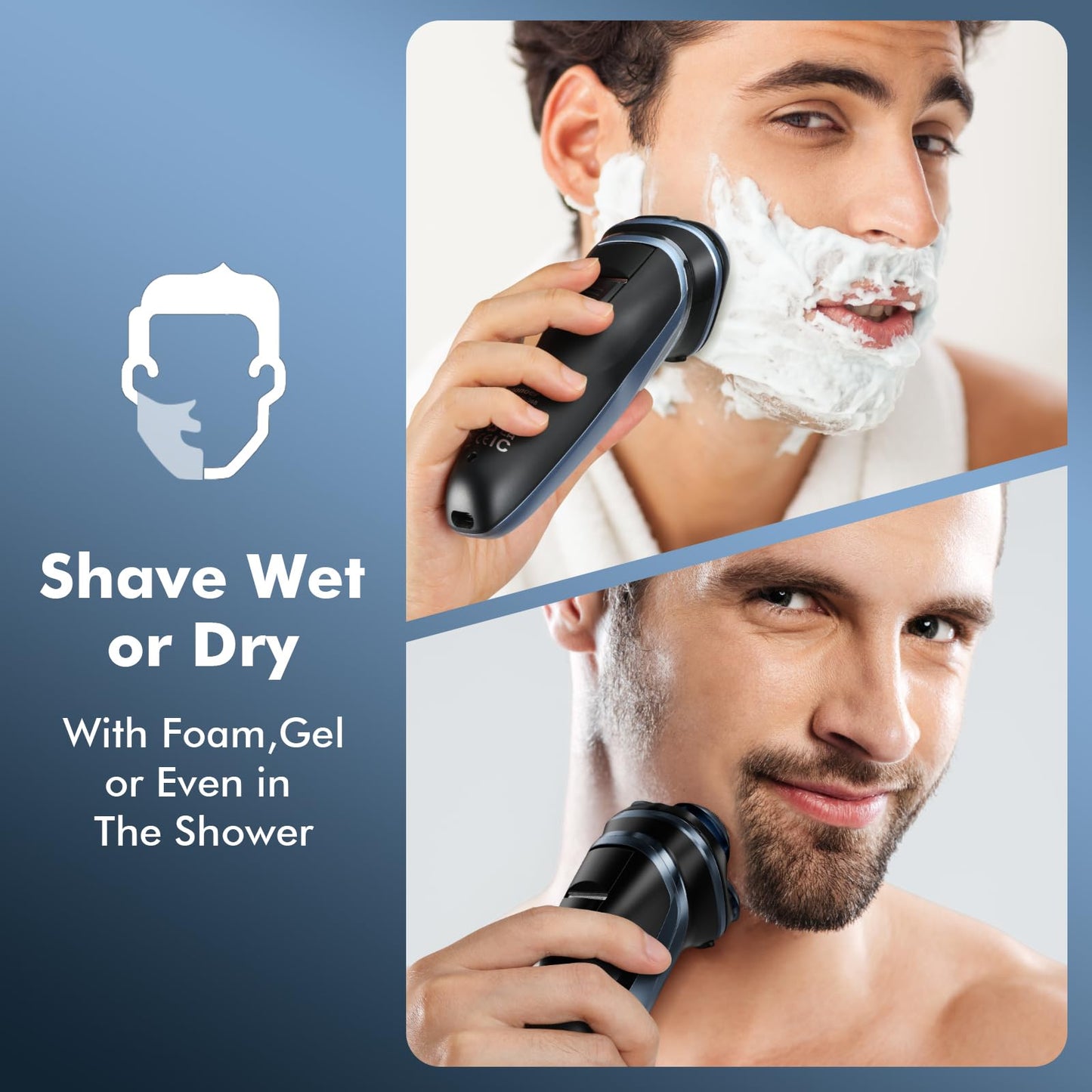 LONKEEN Travel Electric Razor for Men:5D Floating Head Shavers for Men, Smooth Shave Ready in Seconds - IPX7 Waterproof Wet or Dry, USB-C Beauty and Personal Care LONKEEN
