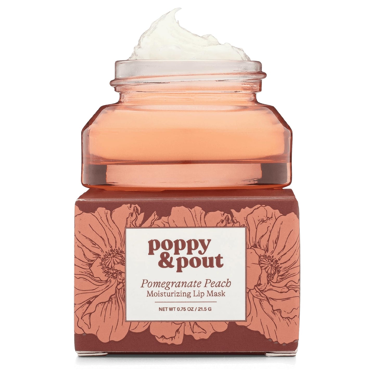 Poppy & Pout Pomegranate Peach Overnight Lip Mask - Natural Lip Care with Shea Butter & Beeswax - Cruelty Free, Recyclable Glass Jar (0.65 oz) Beauty & Personal Care Poppy & Pout