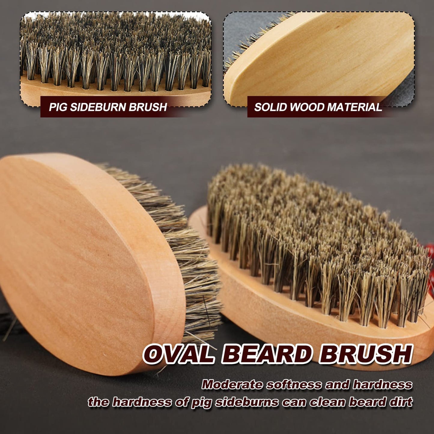 Wooden Beard Grooming Set, 2-Piece Boar Bristle Brush and Comb Kit for Men's Facial Hair Care and Styling Beauty and Personal Care FITALA