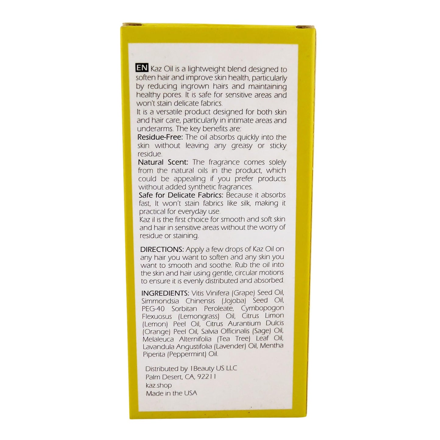 Waxness Kaz Intimate Hair & Skin Oil for Ingrown Hair Care, Soothing Lightweight Oil for Bikini Area & Underarms 3.38 fl oz (100 ml) - Professional Beauty and Personal Care Waxness