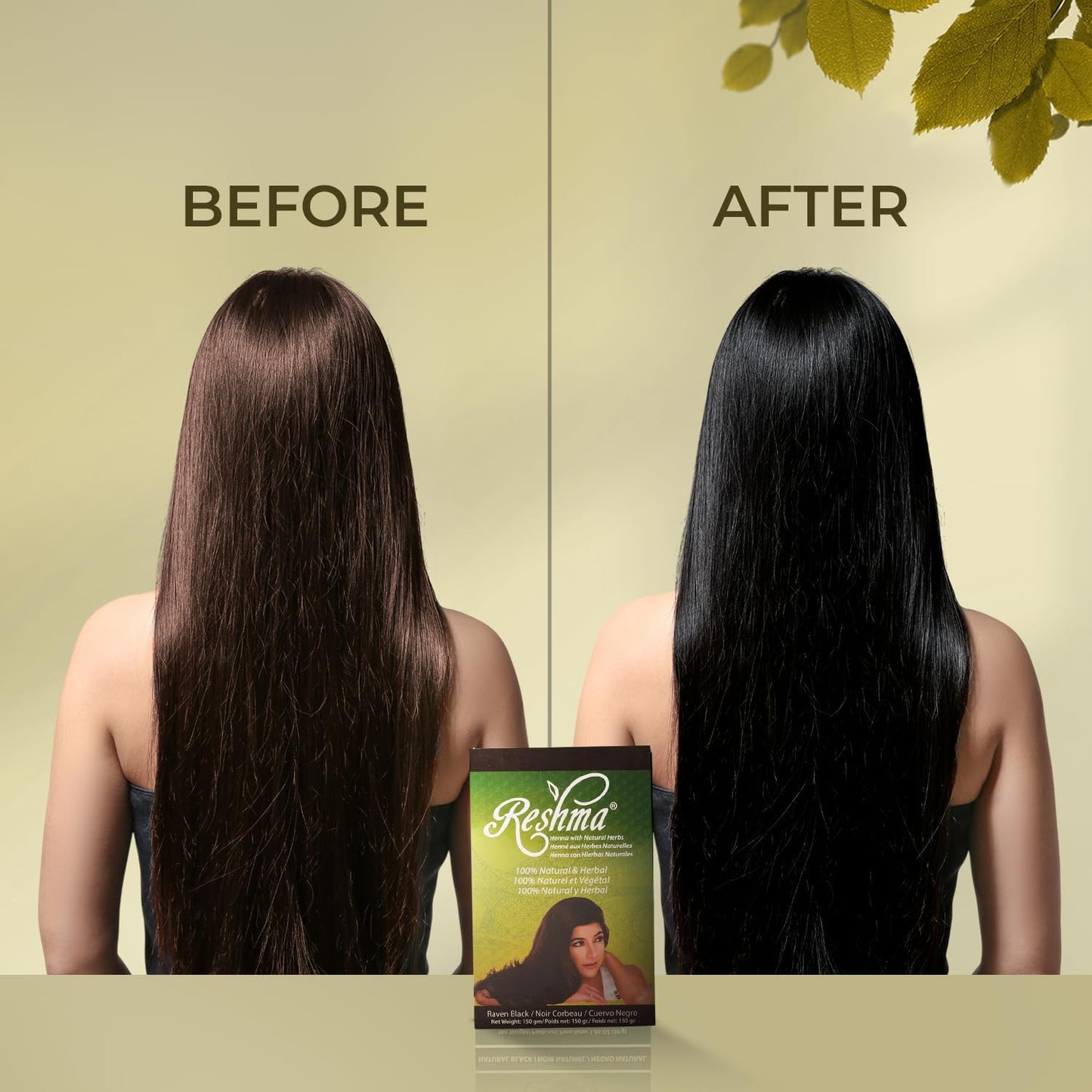 Reshma Beauty Ayurvedic Henna Hair Color Blend - Henna & Indigo with Herbal Extracts - Natural Deep Black/Raven Hair Color for Gray Blending - Heena Beauty & Personal Care Reshma Beauty