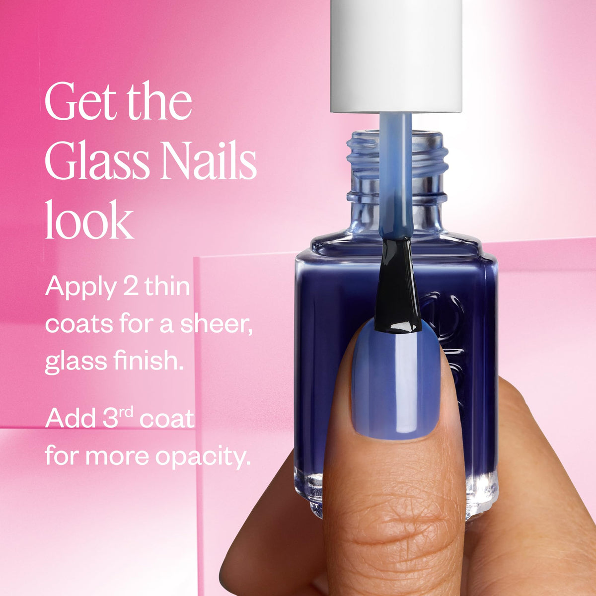essie Nail Art Studio, Glass Nails, Translucent Fuchsia Nail Polish, Vegan, Highballer, 0.46 fl oz