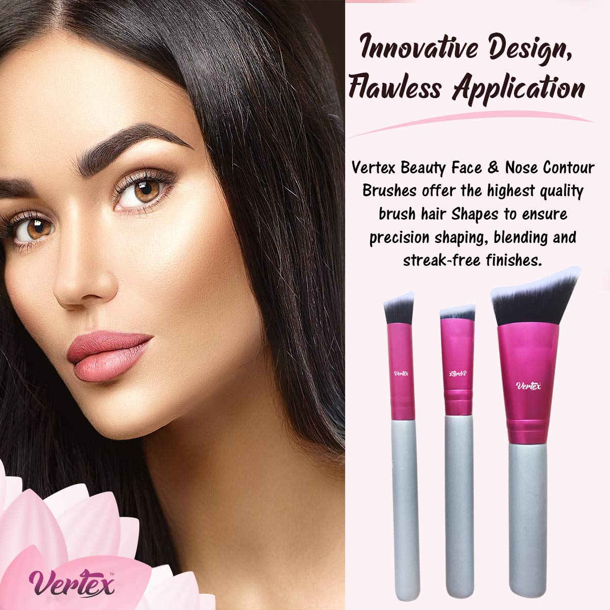 Nose Contour Brush Contouring Makeup Brush Set - Sculpting Blending Real Brush Hair Angled Blush Techniques Dramatic Cheekbones Highlighting Bronzer Beauty & Personal Care Vertex