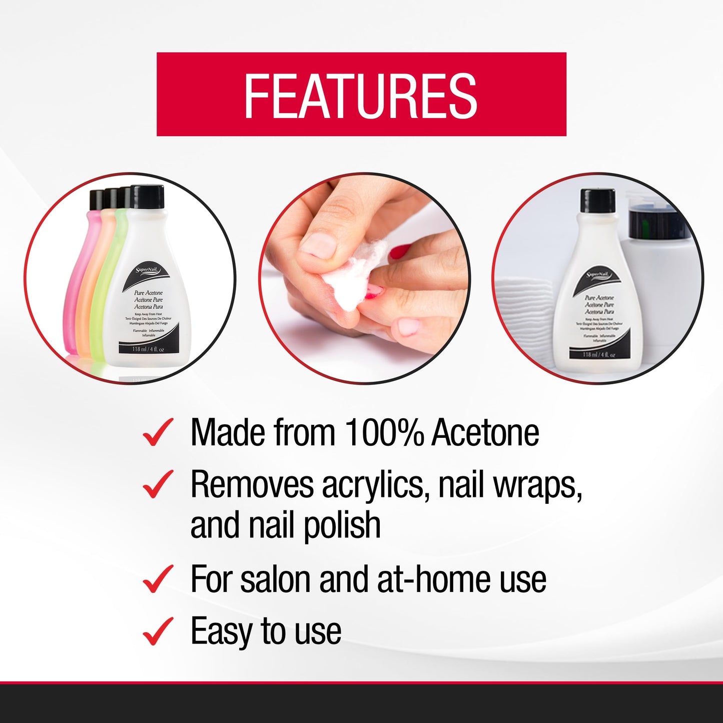 SuperNail Pure Acetone Nail Polish Remover - Fast-Acting Gel Polish Remover for Nails, Acrylic & Dip Powder Nails, 4 fl oz Beauty & Personal Care SuperNail