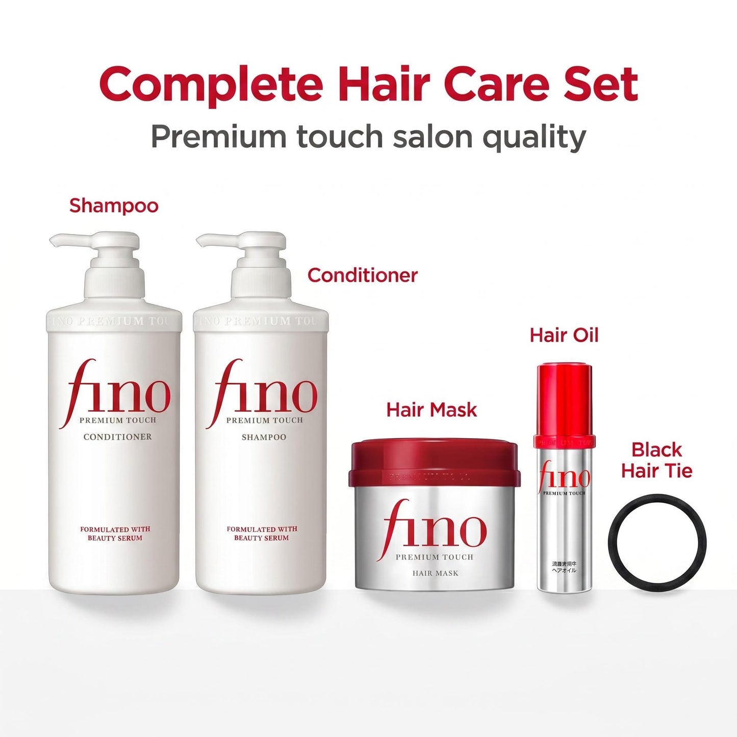 TJ SIGNATURE Fino Premium Touch Complete Hair Spa Set - Shampoo (550ml), Conditioner (550ml), Mask (230g) & Hair Oil (70ml) 5-Piece J-Beauty System Beauty & Personal Care TJ SIGNATURE