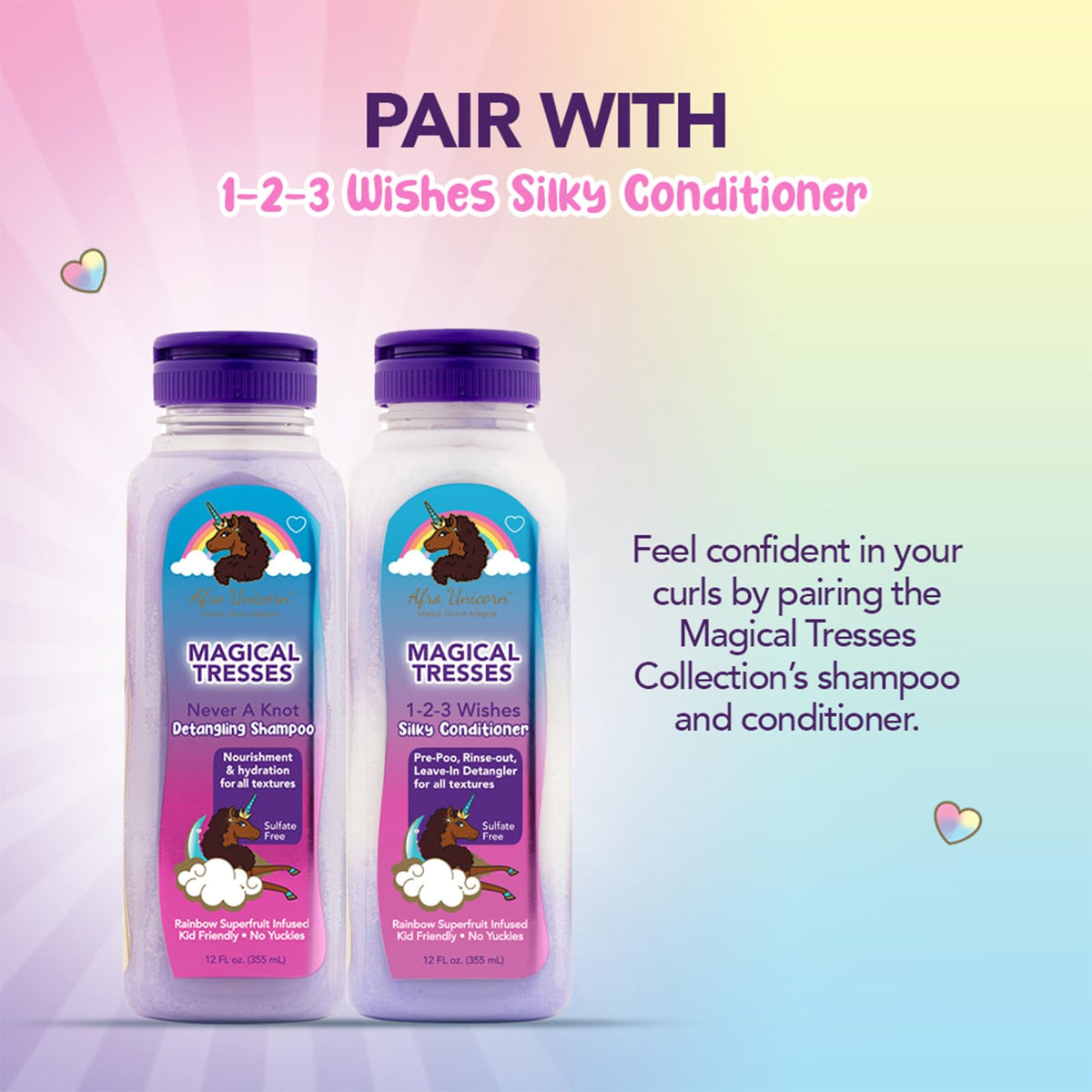 MAGICAL TRESSES Afro Unicorn Wavy, Coily, and Curly Hair Shampoo - Defining, Taming, Softening, and Moisturizing Hair Care - Moisturizing Shampoo With