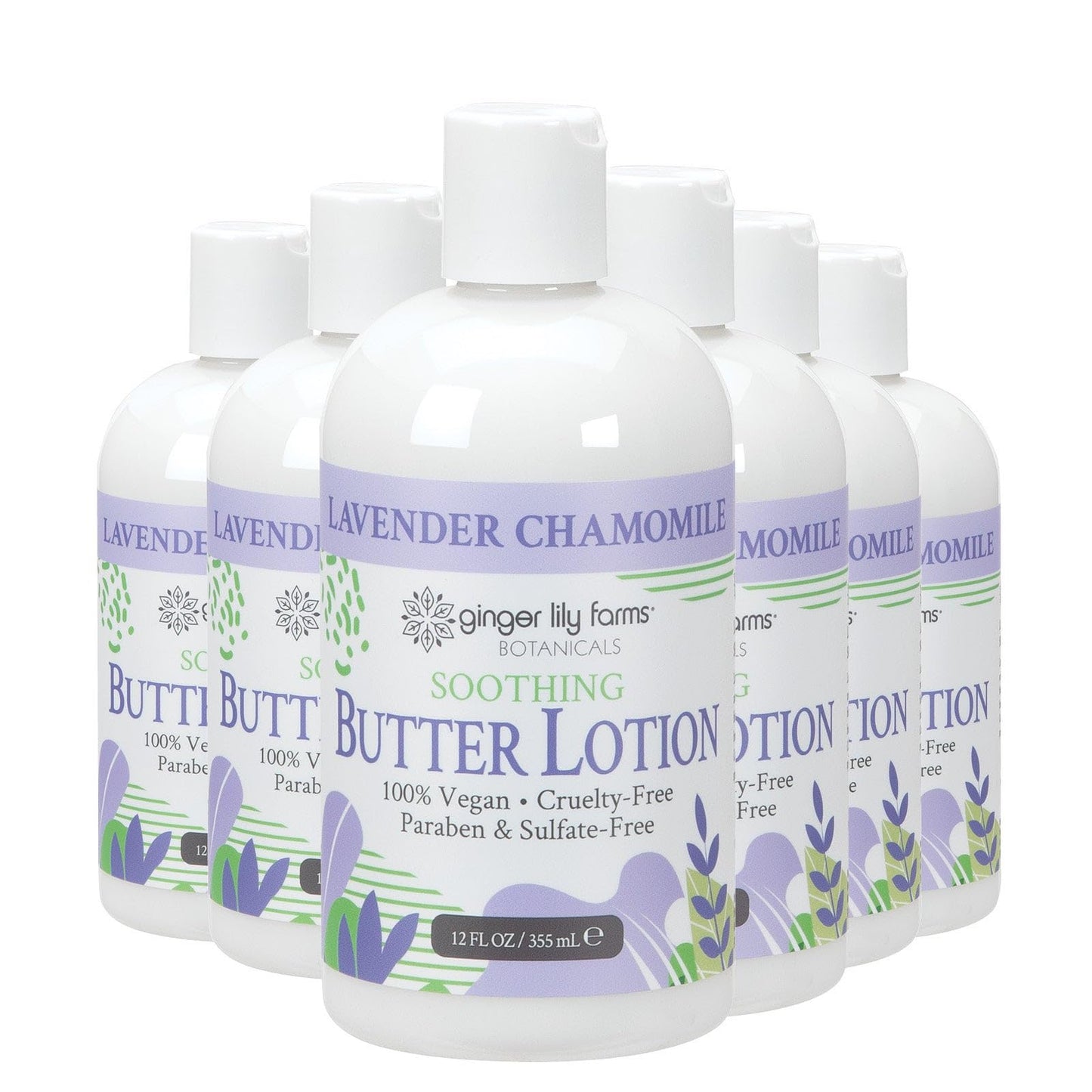 Ginger Lily Farms Botanicals Soothing Butter Lotion for Dry Skin, 100% Vegan & Cruelty-Free, Lavender Chamomile Scent, 12 Fl Oz (Pack of 6) Beauty & Personal Care Ginger Lily Farms