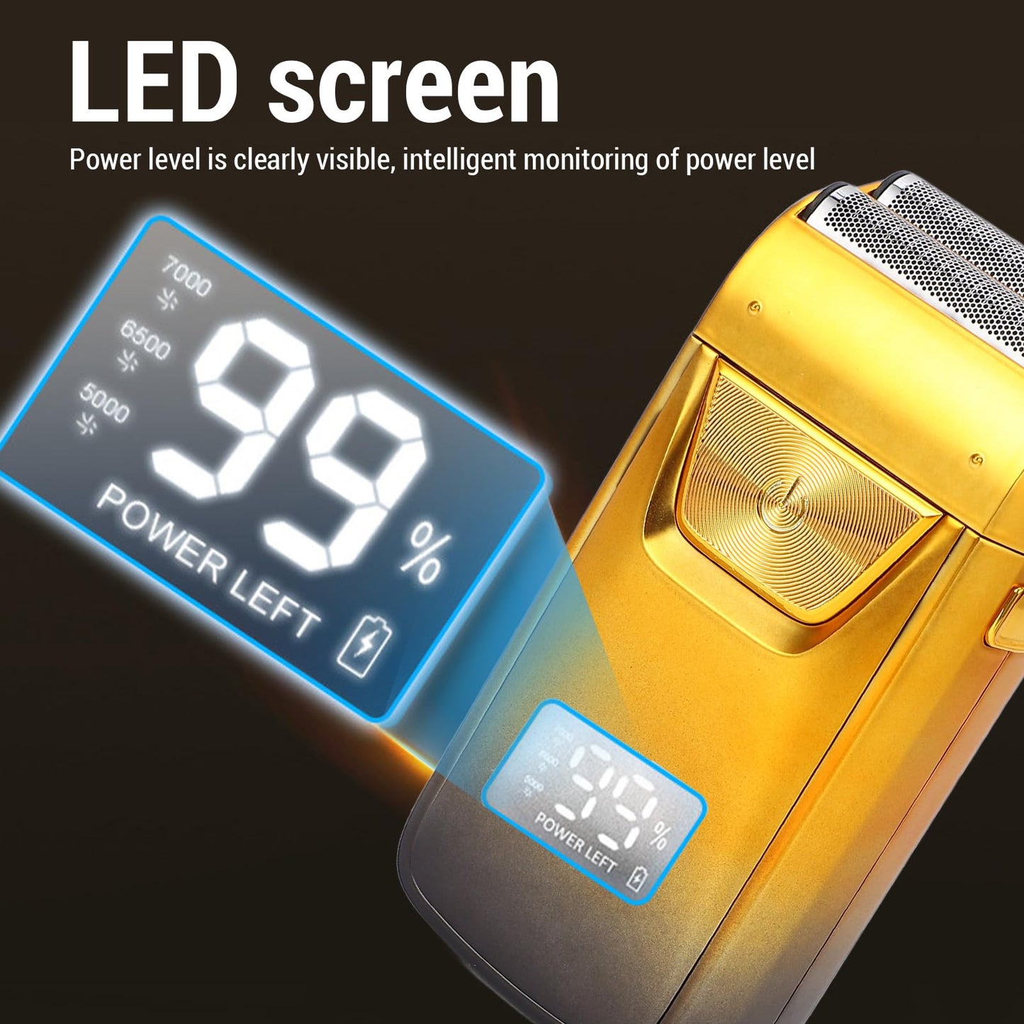 Brrnoo Electric Foil Clipper for Men LED Display Sideburn Clippers and Trimmer with 1200mAh Battery, Adjustable Head, Double Foils Hair and Beard Beauty and Personal Care Brrnoo