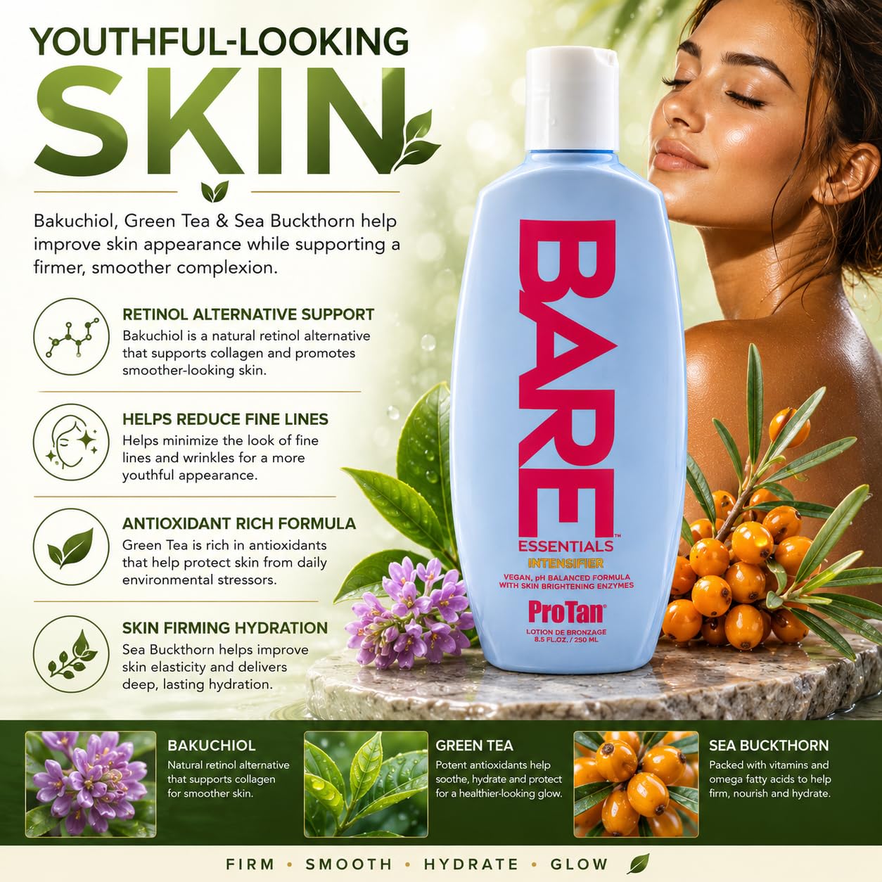 Pro Tan Bare Essentials Intensifier Tanning Lotion 8.5 fl oz - Vegan pH Balanced Formula with Aloe, Coconut Oil, Jojoba & Vitamins - Indoor Outdoor Beauty & Personal Care Pro Tan