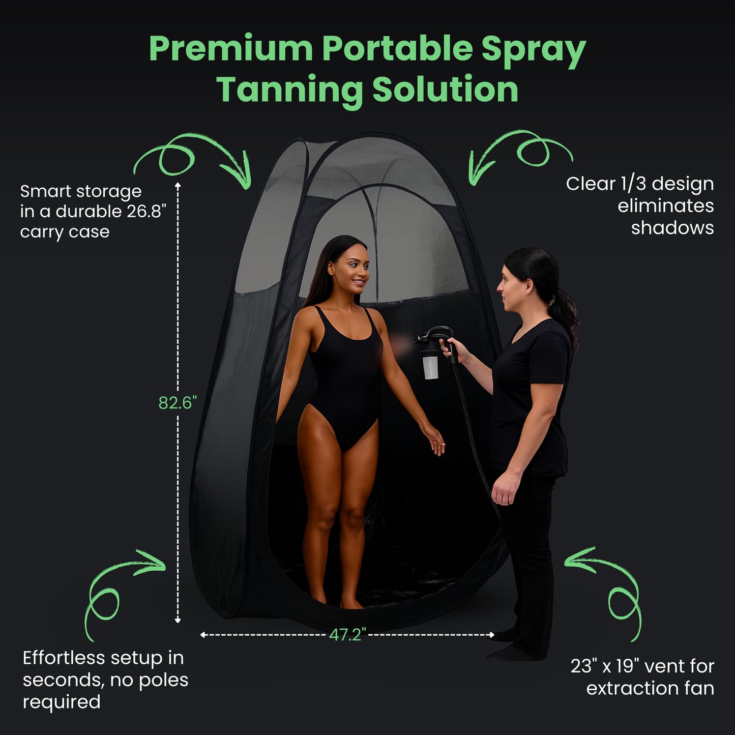 KobbTan Large Deluxe Spray Tan Tent - Pop Up Tent Portable Tanning Booth with Carry Case - Clear Window for Perfect Spray Tanning - Extraction Fan Beauty & Personal Care KOBBTAN