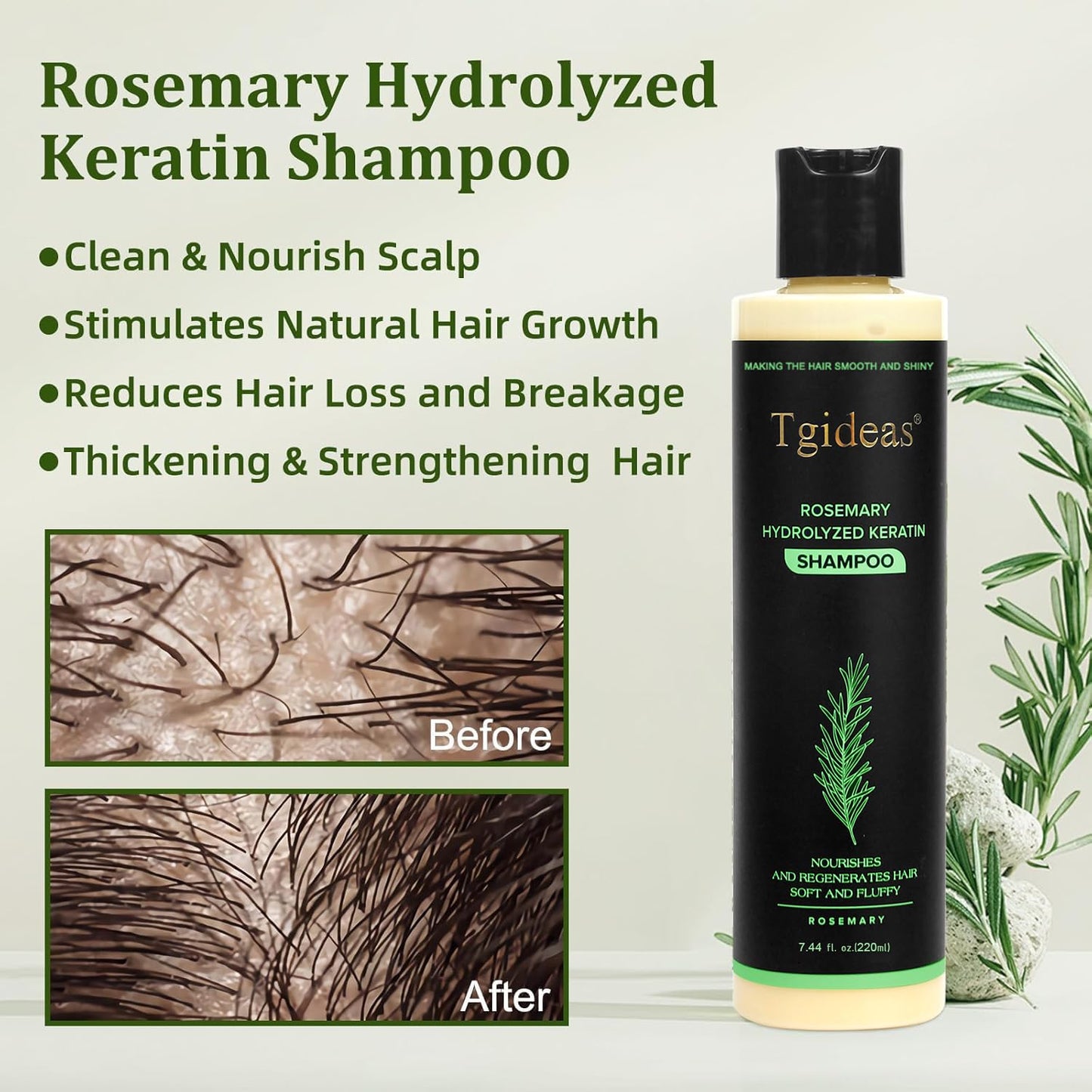 Tgideas Rosemary & Biotin Shampoo for Thinning Hair, Volumizing Shampoo for Fuller, Thicker Hair, Strengthening & Nourishing Formula with Root Lift Beauty and Personal Care Tgideas