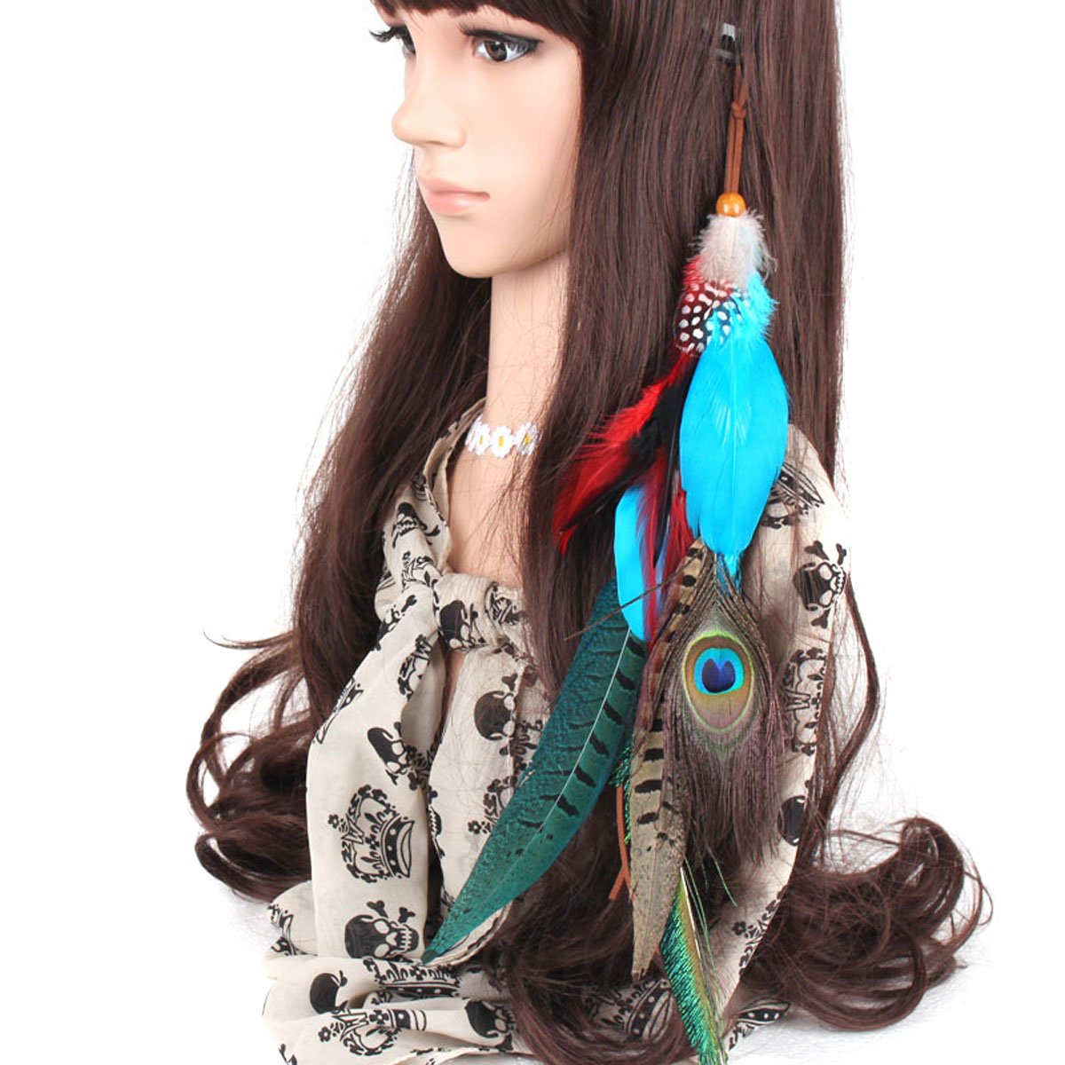 Suoirblss 1 Pc Handmade Boho Hippie Hair Extensions with Feather Clip Comb Hairpin Headdress DIY Accessories for Women Lady Beauty & Personal Care Suoirblss