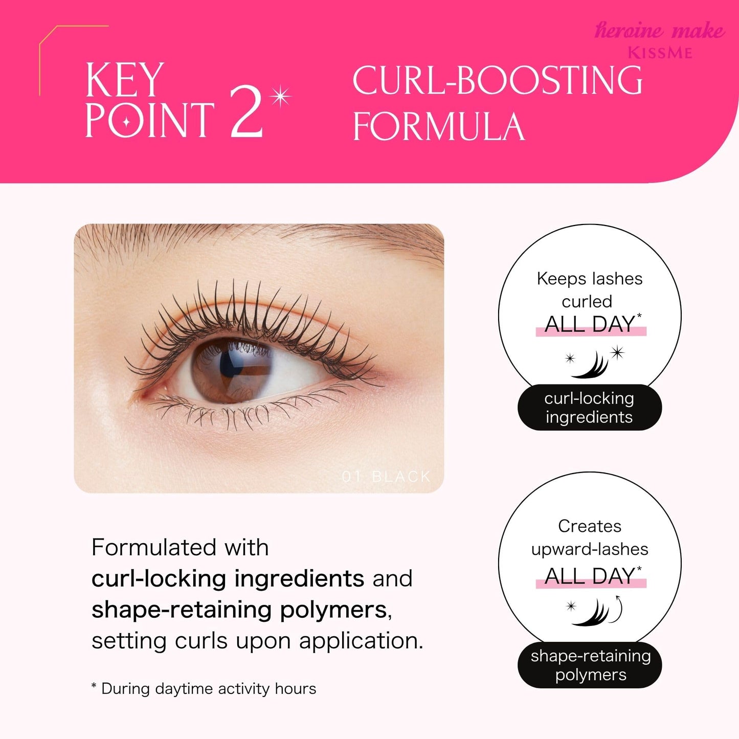 Heroine Make by KissMe Waterproof Mascara Black | Volumizing, Lengthening & Smudge-Proof Formula | Waterproof Mascara for Long-Lasting Curl & Volume | Beauty and Personal Care Heroine Make