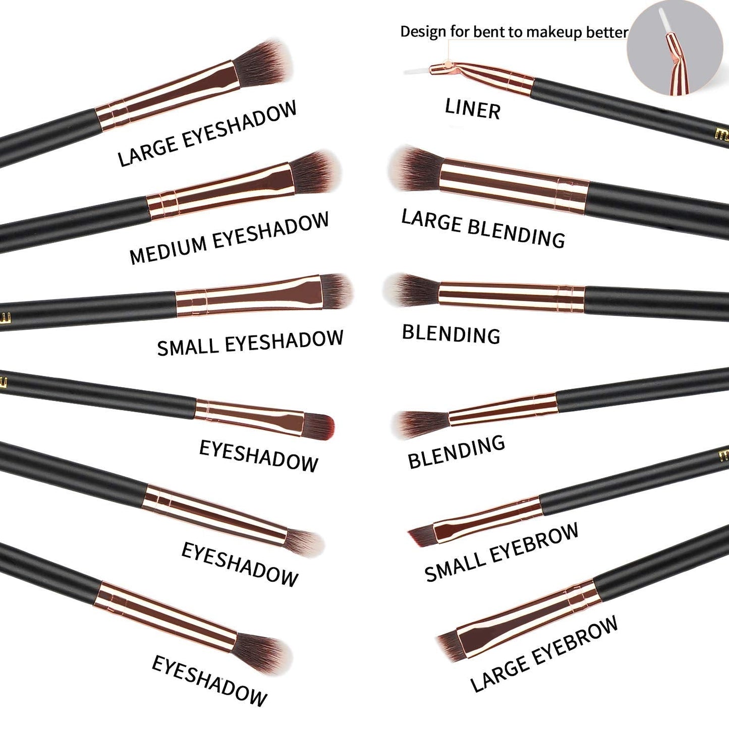 MSQ Eye Makeup Brushes 12pcs Rose Gold Eyeshadow Makeup Brushes Set with Soft Synthetic Hairs & Real Wood Handle for Eyeshadow, Eyebrow, Eyeliner Beauty & Personal Care MSQ
