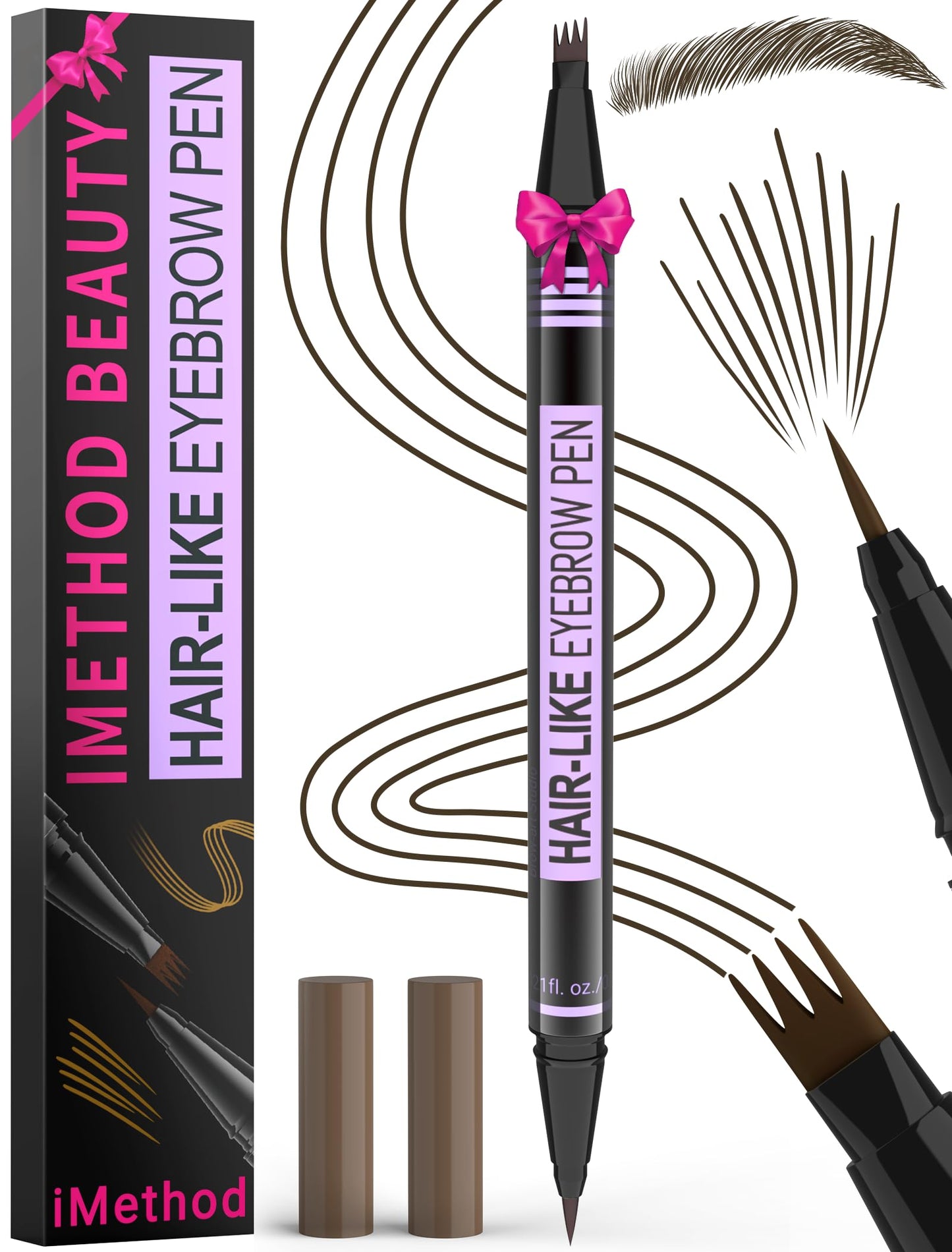 iMethod Eyebrow Pen - Eyebrow Pencil Magic 2-in-1 Eye Brow Pencils for Women with 4-Fork-Tip and Precise Brush-Tip Create Natural Hair-Like Brows Beauty and Personal Care iMethod Default Title