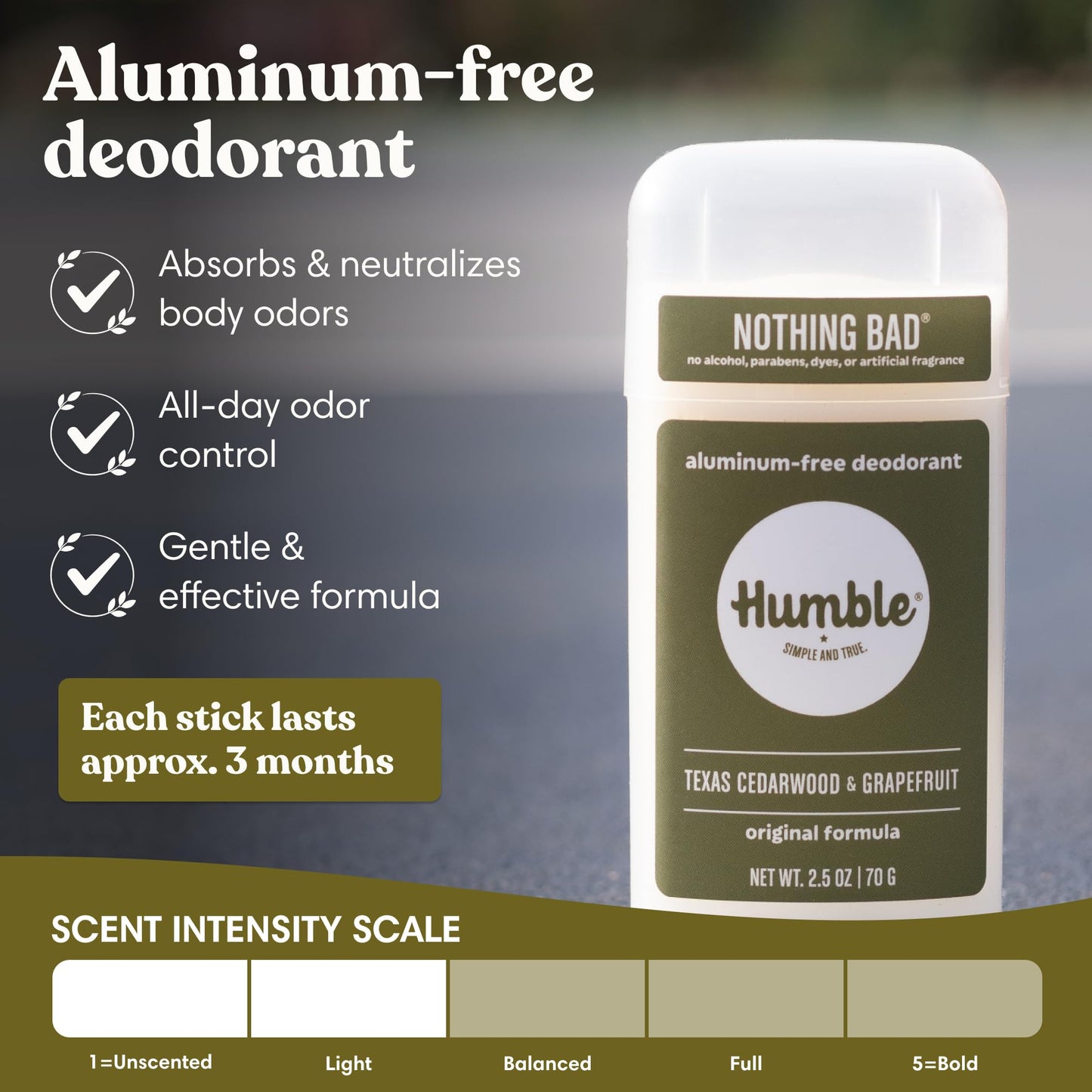 Humble Aluminum-Free Deodorant for Women & Men, Texas Cedarwood & Grapefruit - Clean & Fresh Natural Deodorant Stick with Essential Oils Beauty and Personal Care HUMBLE SIMPLE AND TRUE.